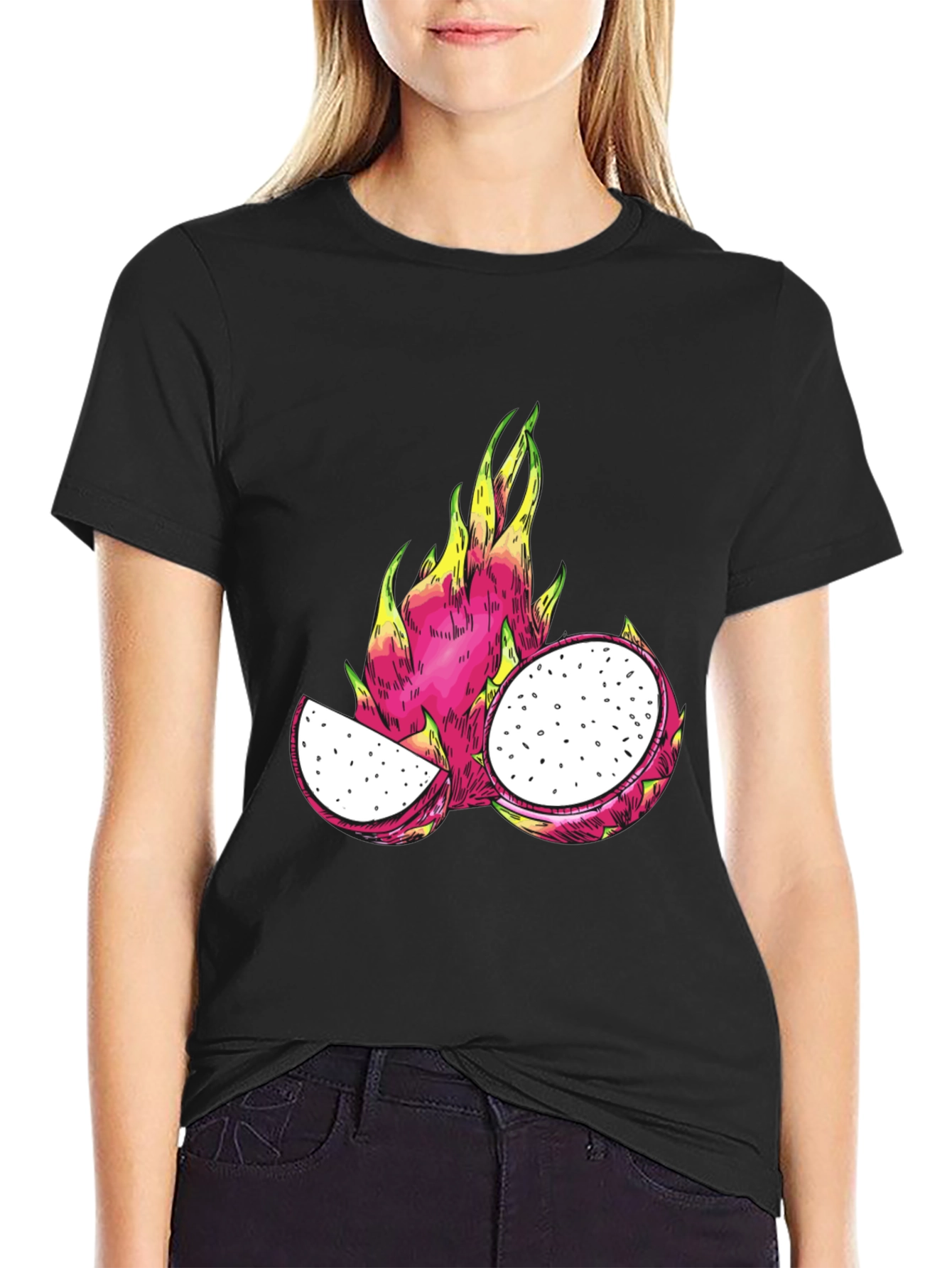 Dragon Fruit Graphic T-Shirt - Black Cotton Tee