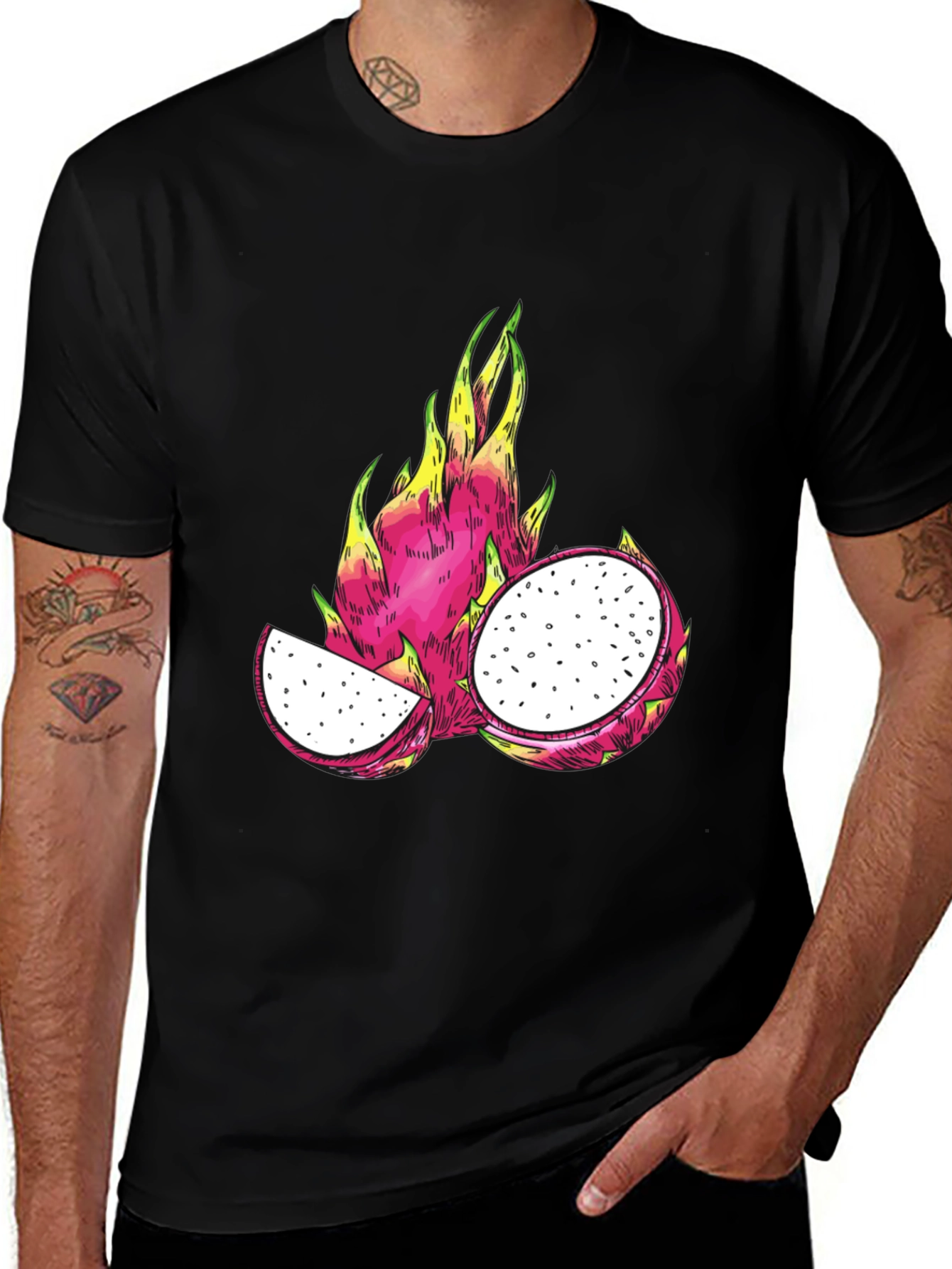 Dragon Fruit Graphic T-Shirt - Black Cotton Tee