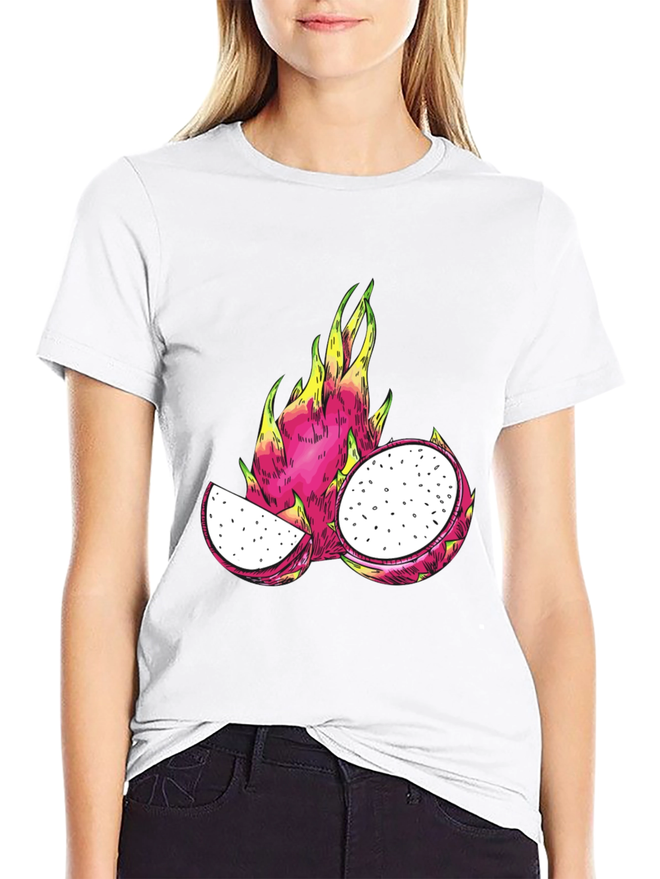 Dragon Fruit Graphic T-Shirt - Black Cotton Tee