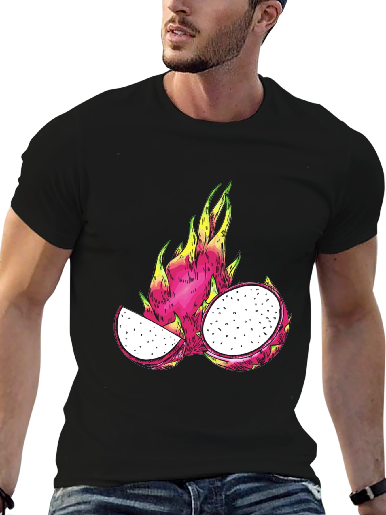 Dragon Fruit Graphic T-Shirt - Black Cotton Tee