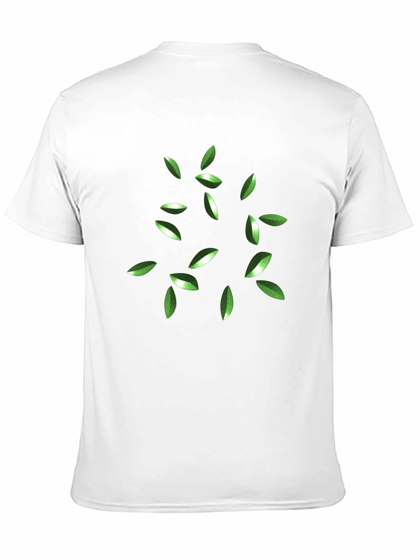 Green Leaves Graphic Black T-Shirt