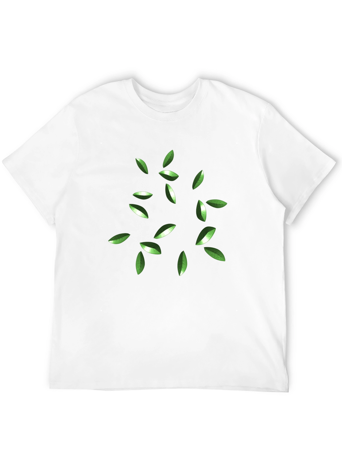 Green Leaves Graphic Black T-Shirt