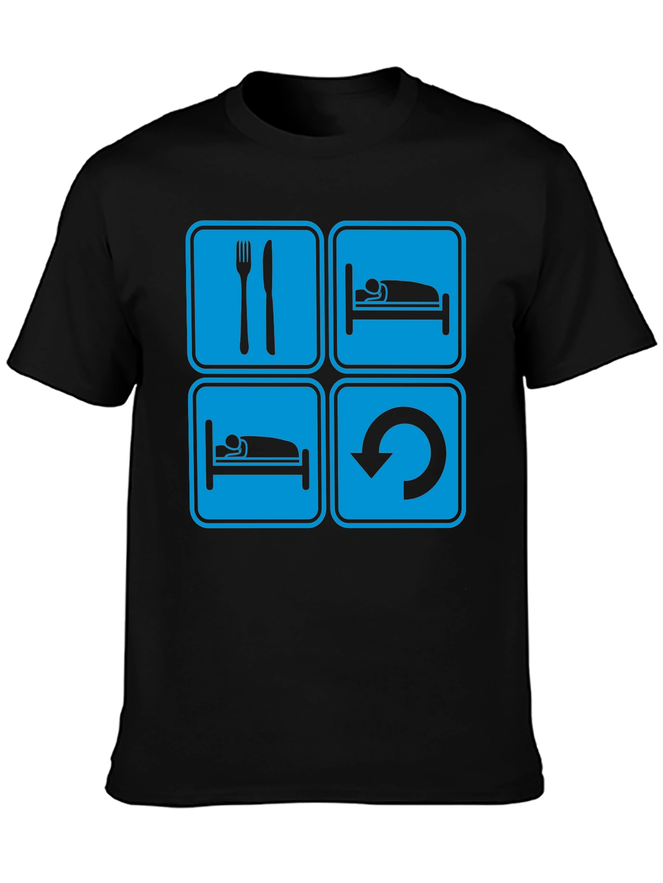 Eat Sleep Repeat Black T-Shirt