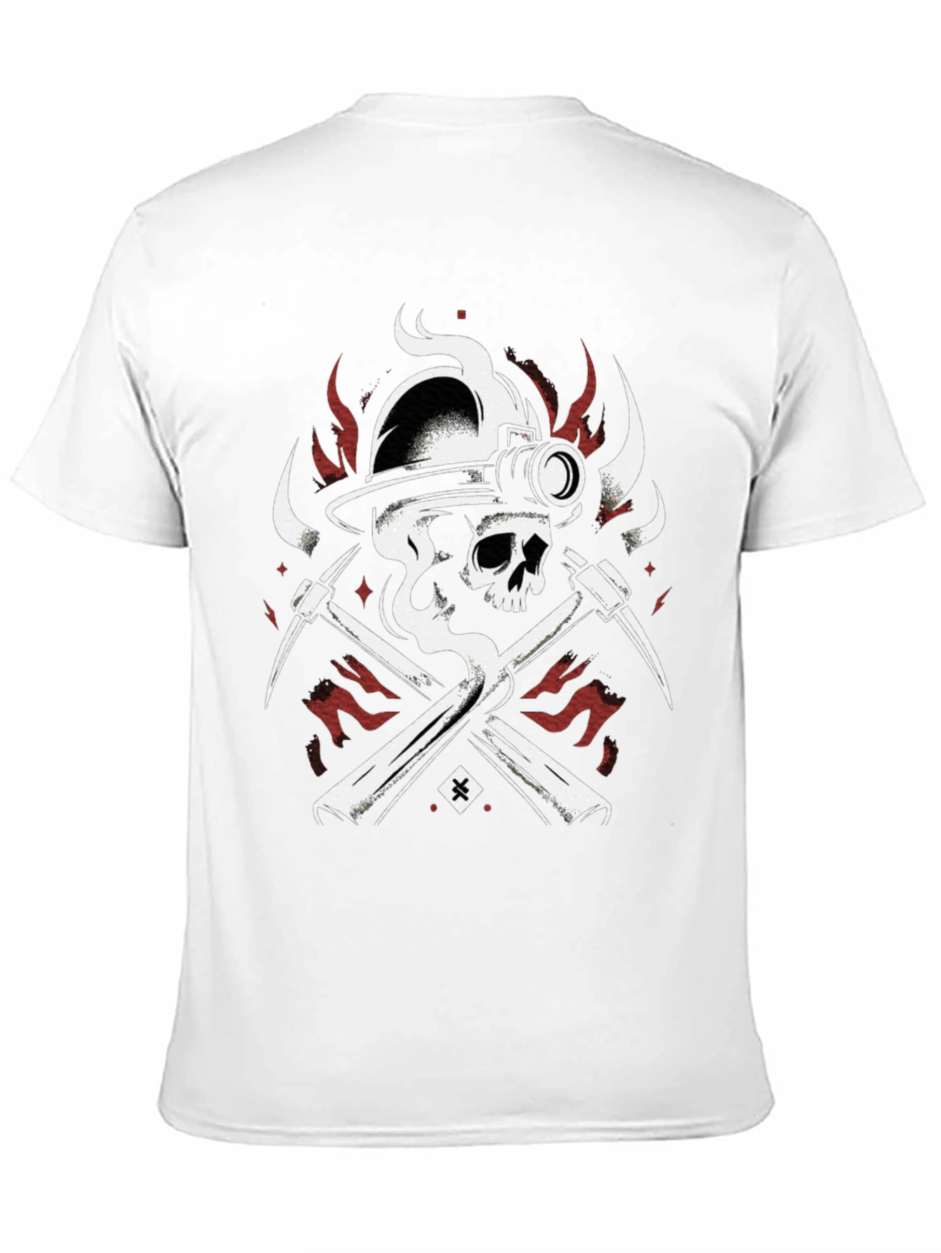 Miner Skull T-Shirt - Crossed Pickaxes and Helmet