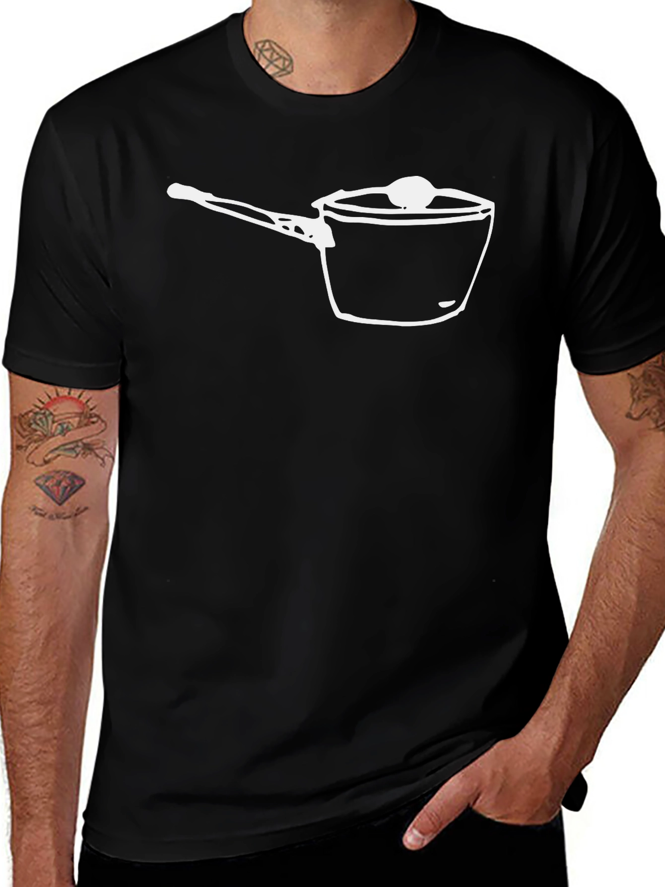 Cooking Pot Graphic T-Shirt - Black