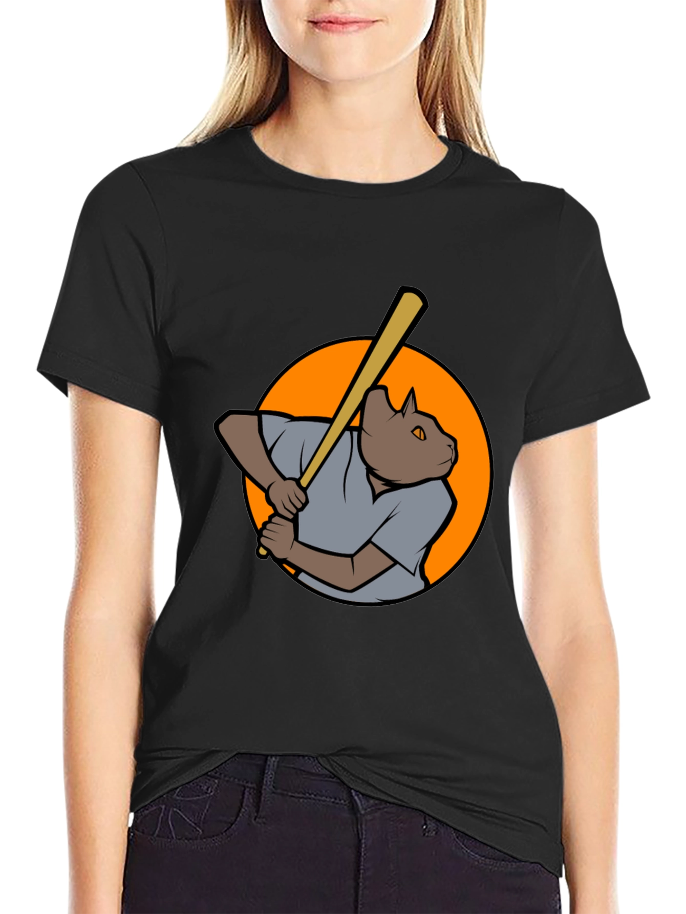Baseball Cat Graphic T-Shirt