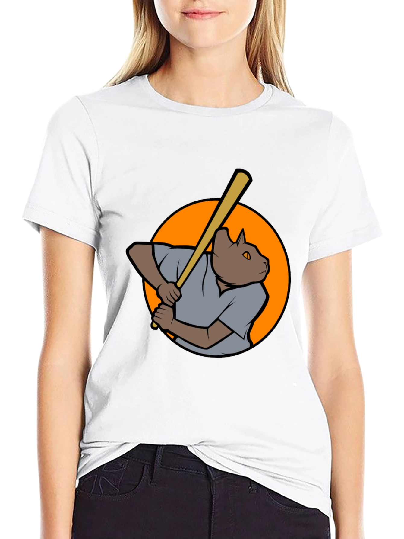 Baseball Cat Graphic T-Shirt