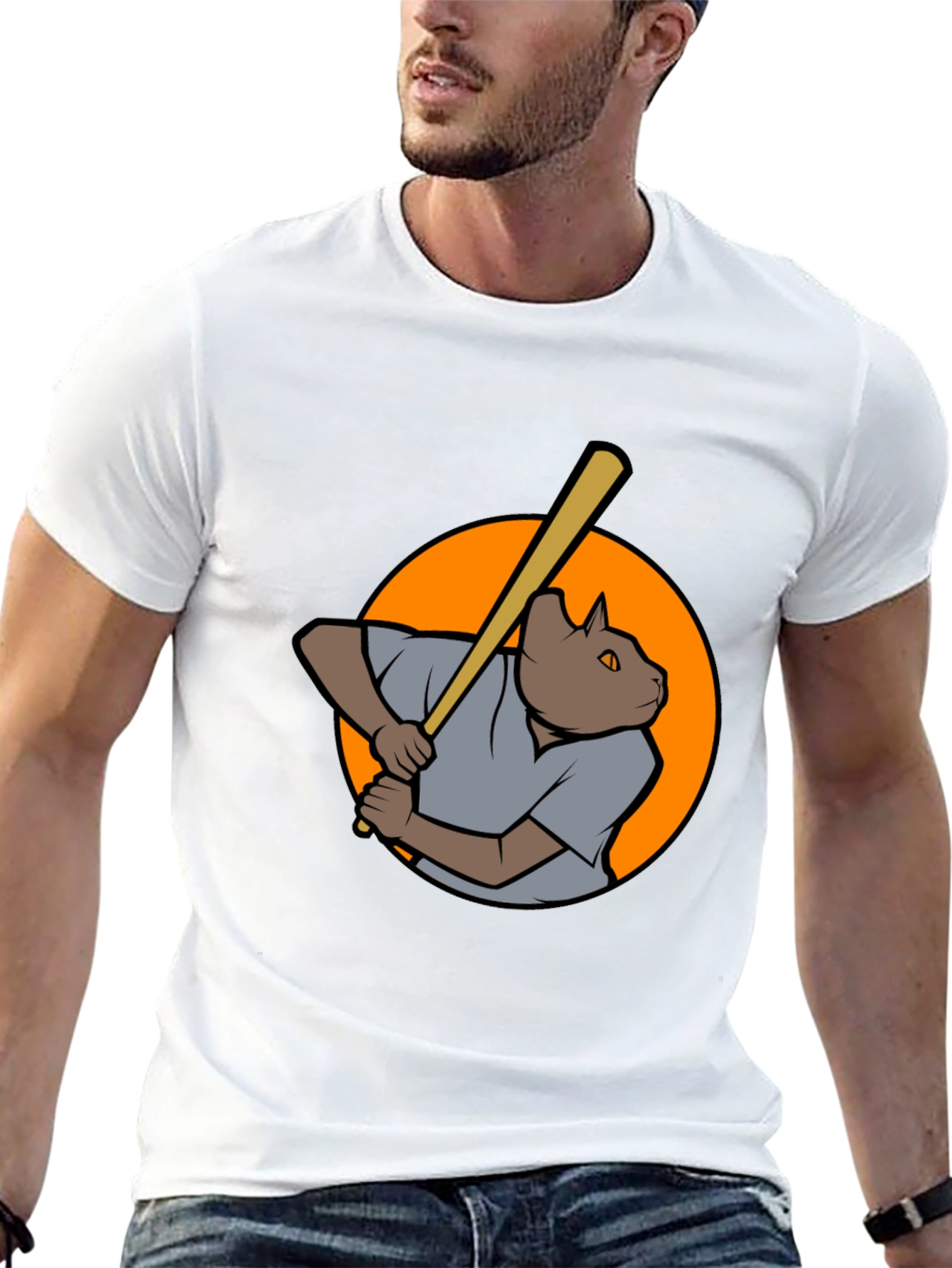 Baseball Cat Graphic T-Shirt