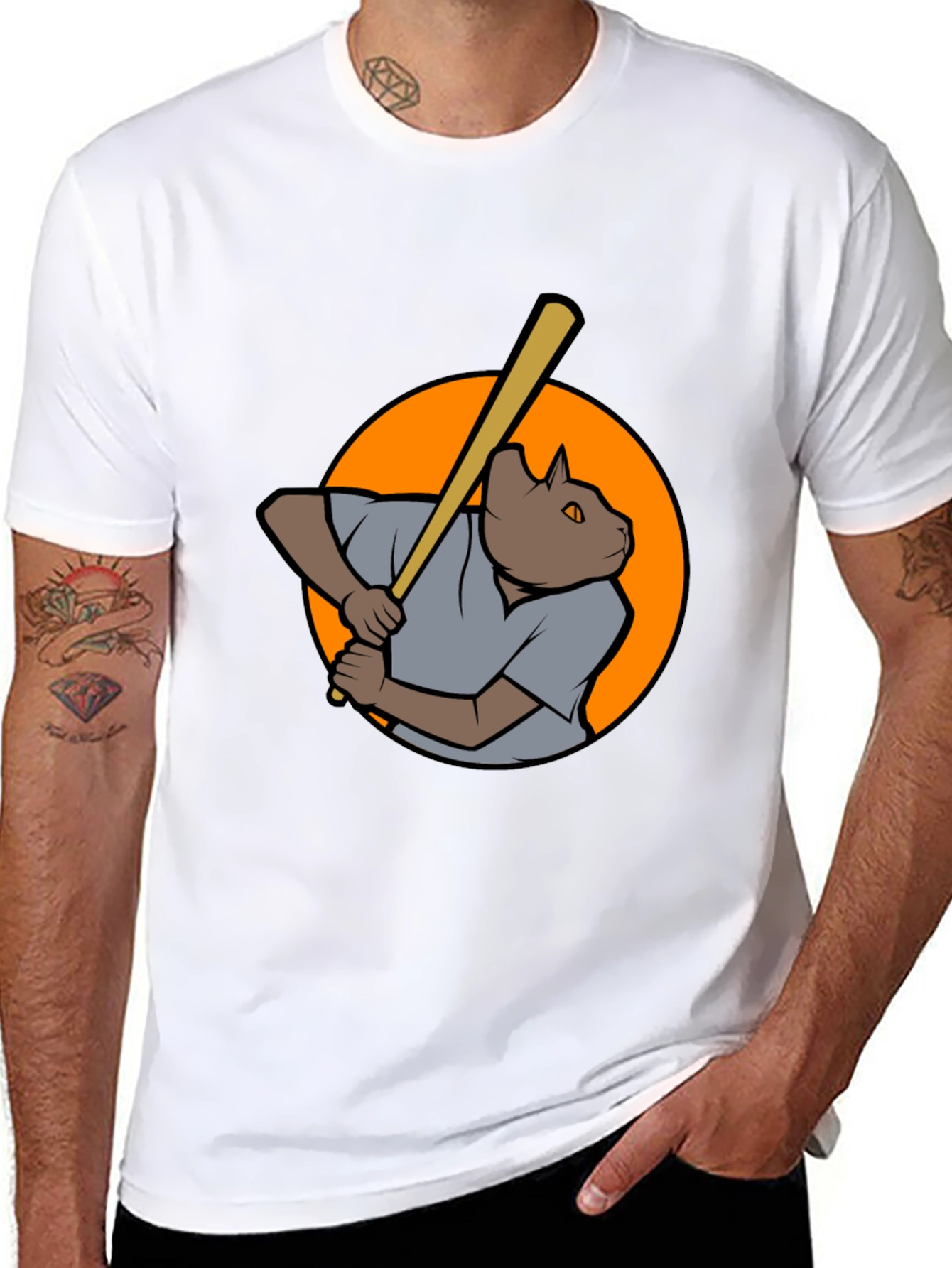 Baseball Cat Graphic T-Shirt