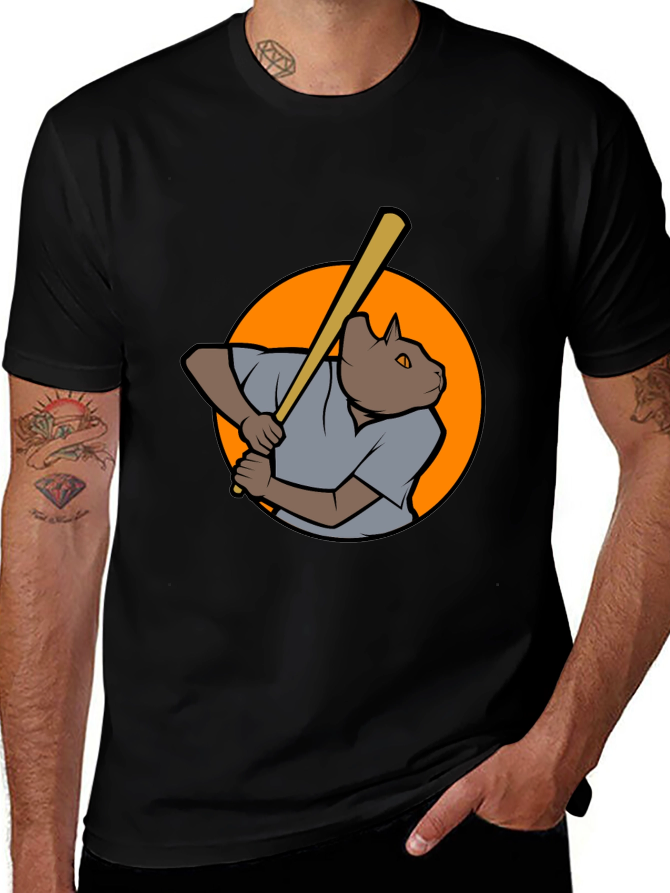 Baseball Cat Graphic T-Shirt