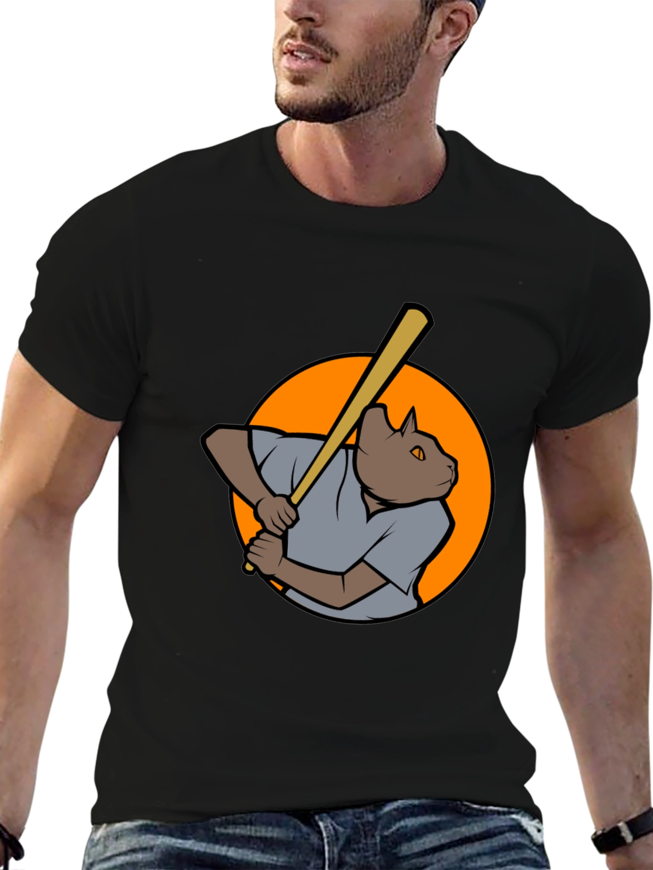Baseball Cat Graphic T-Shirt