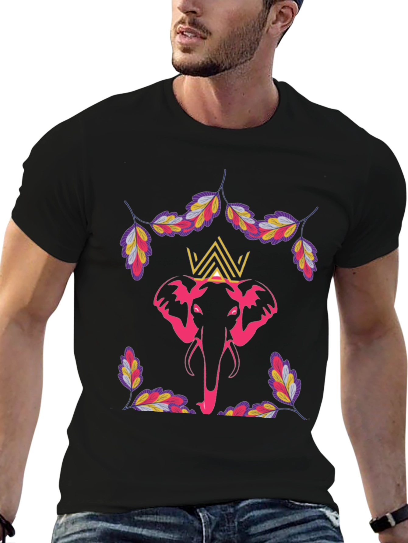 Elephant Crown Graphic Tee - Stylish Mens T-Shirt