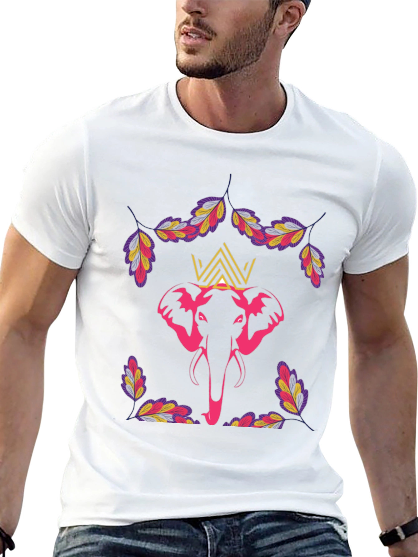 Elephant Crown Graphic Tee - Stylish Mens T-Shirt