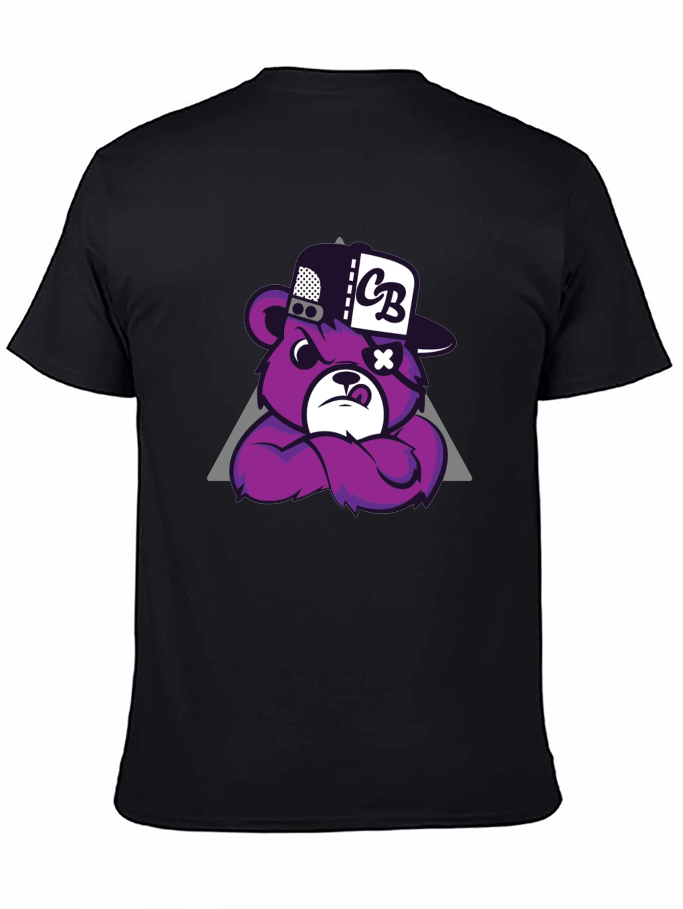 Mens Black T-Shirt - Cool Cartoon Bear Design