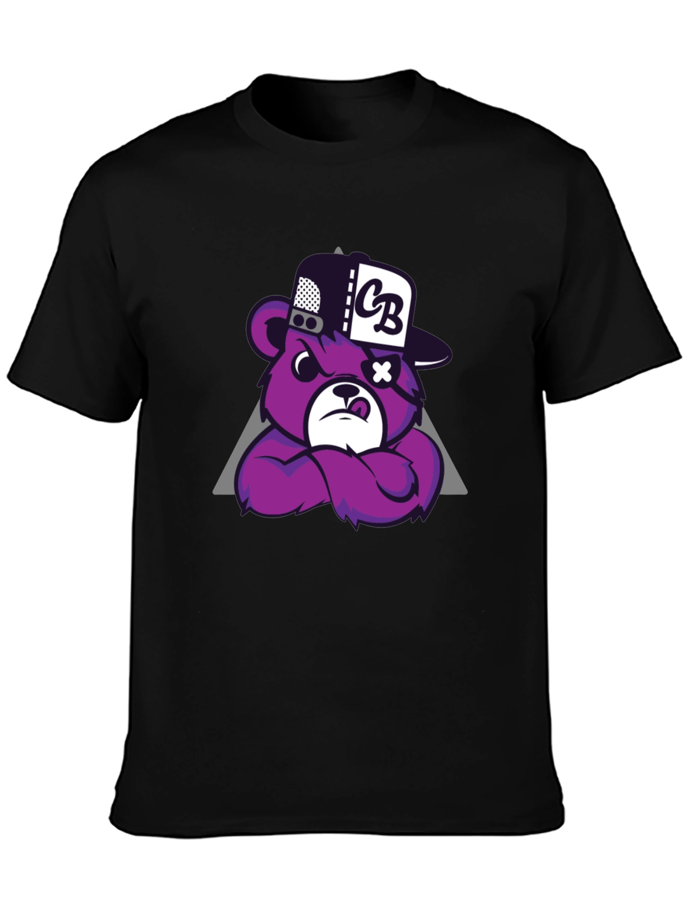 Mens Black T-Shirt - Cool Cartoon Bear Design