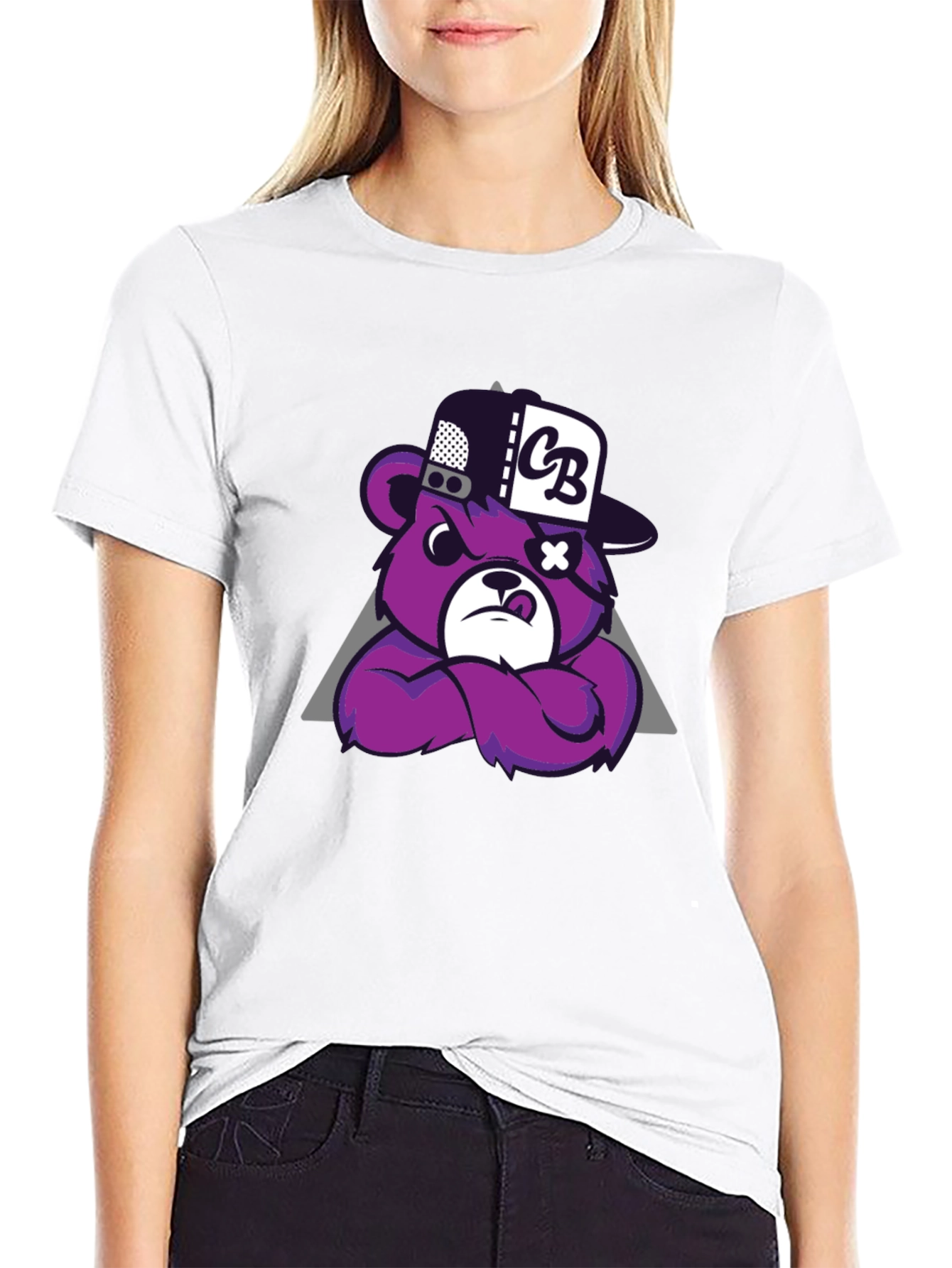 Mens Black T-Shirt - Cool Cartoon Bear Design