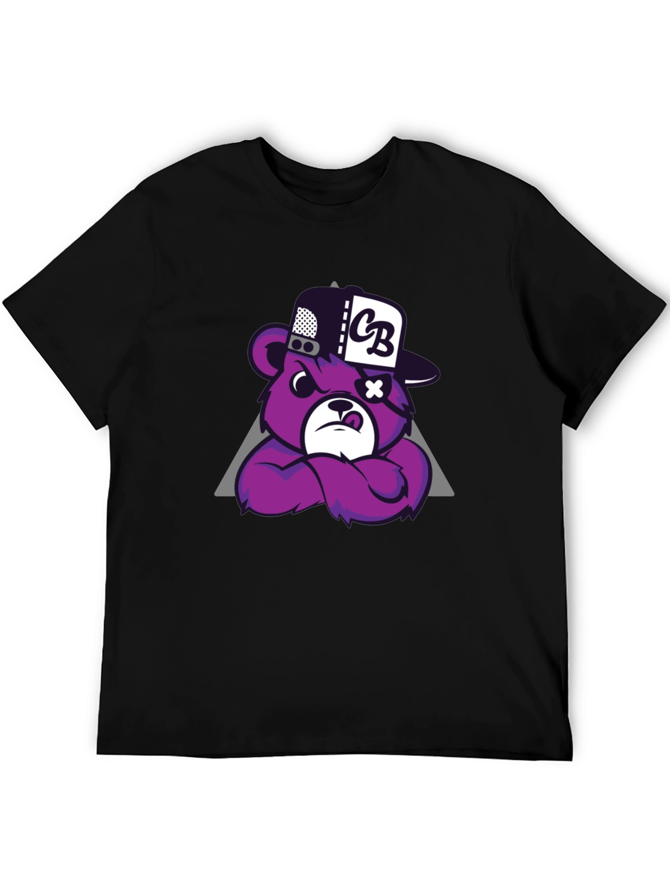 Mens Black T-Shirt - Cool Cartoon Bear Design