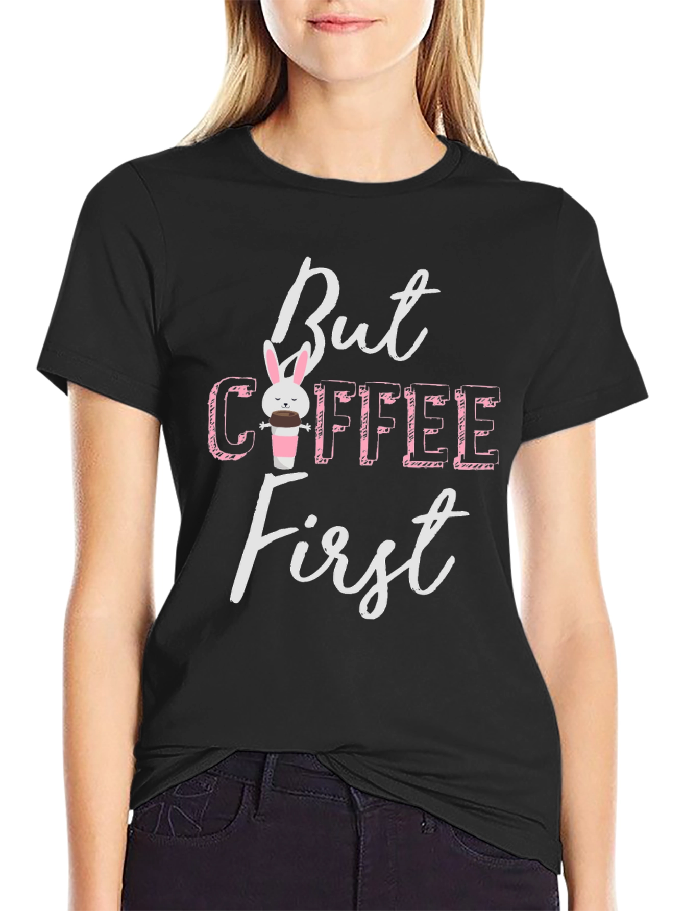 But Coffee First Bunny Graphic Tee