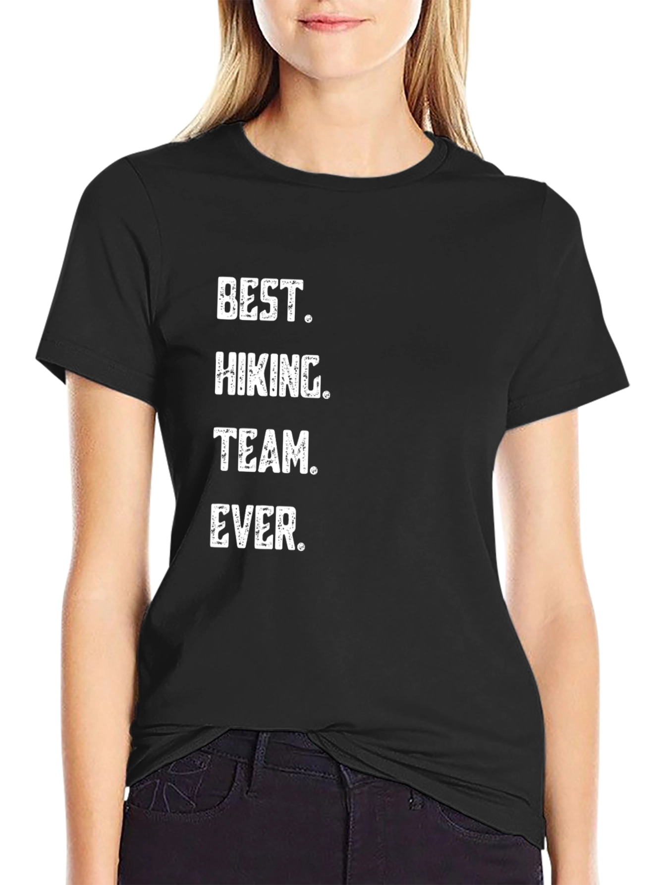 Best Hiking Team Ever Black Crew Neck T-Shirt