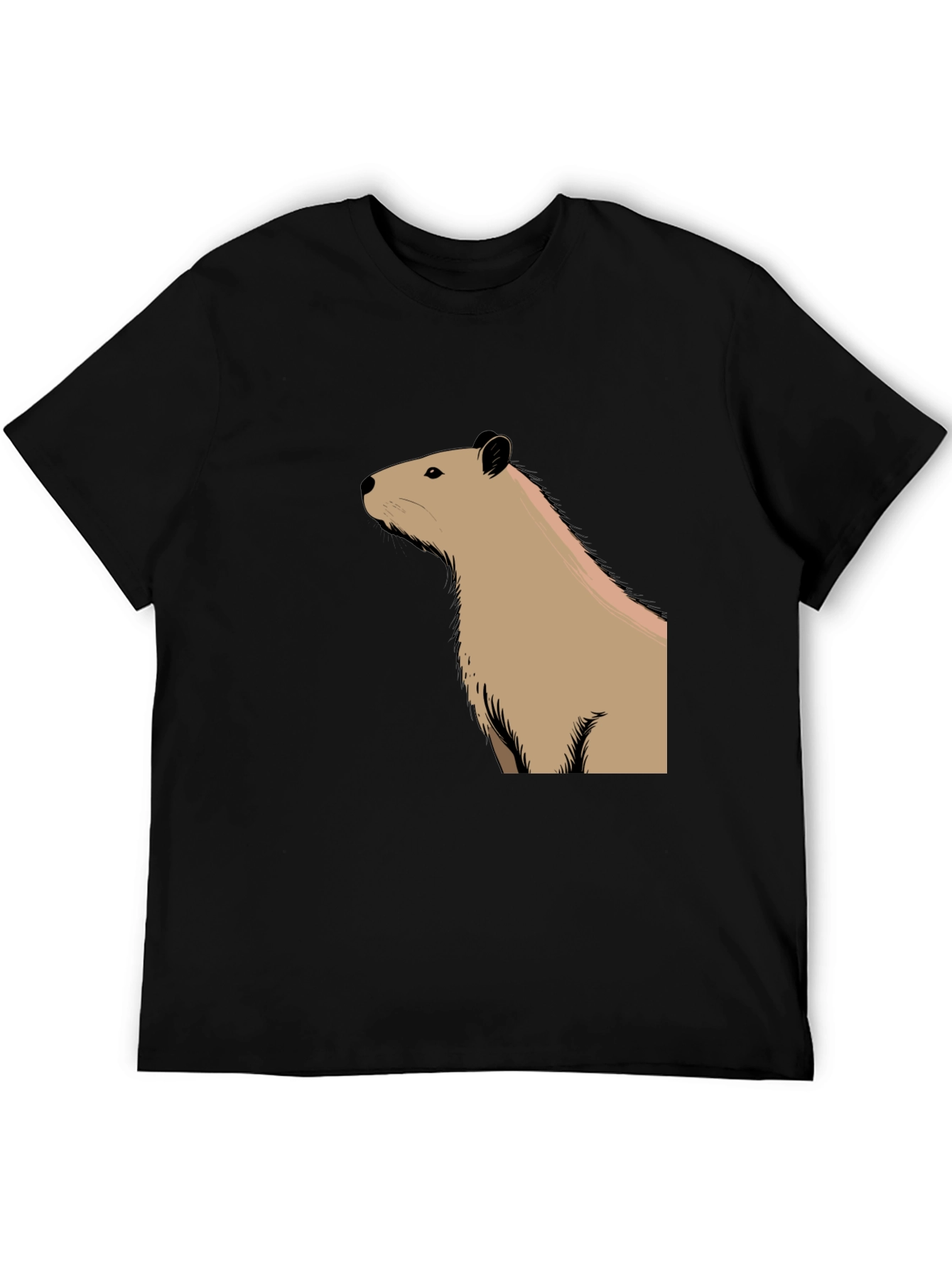 Capybara Graphic Tee - Black Cotton T-Shirt