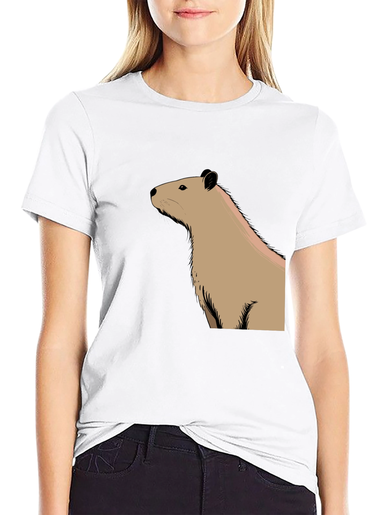 Capybara Graphic Tee - Black Cotton T-Shirt