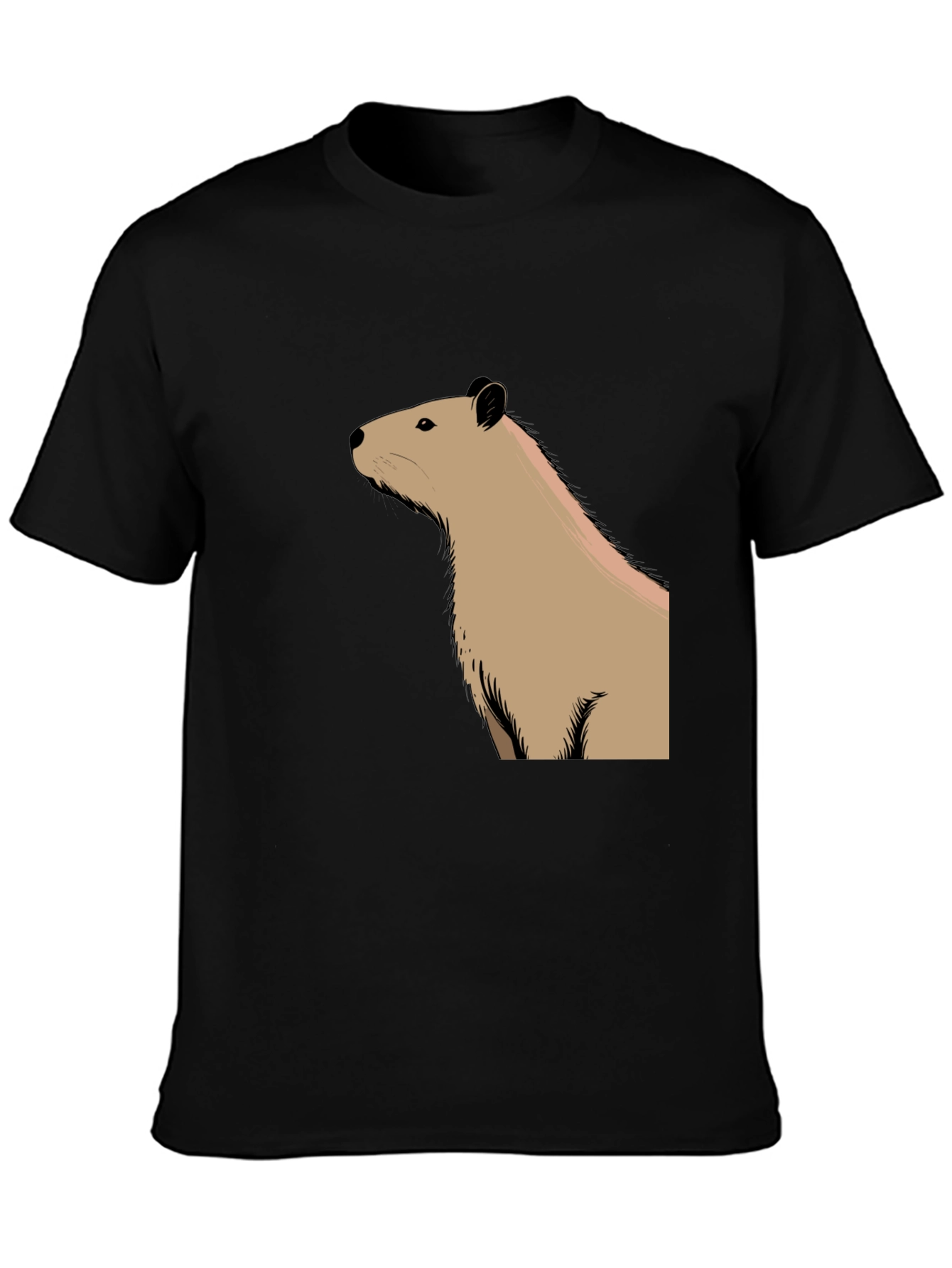 Capybara Graphic Tee - Black Cotton T-Shirt
