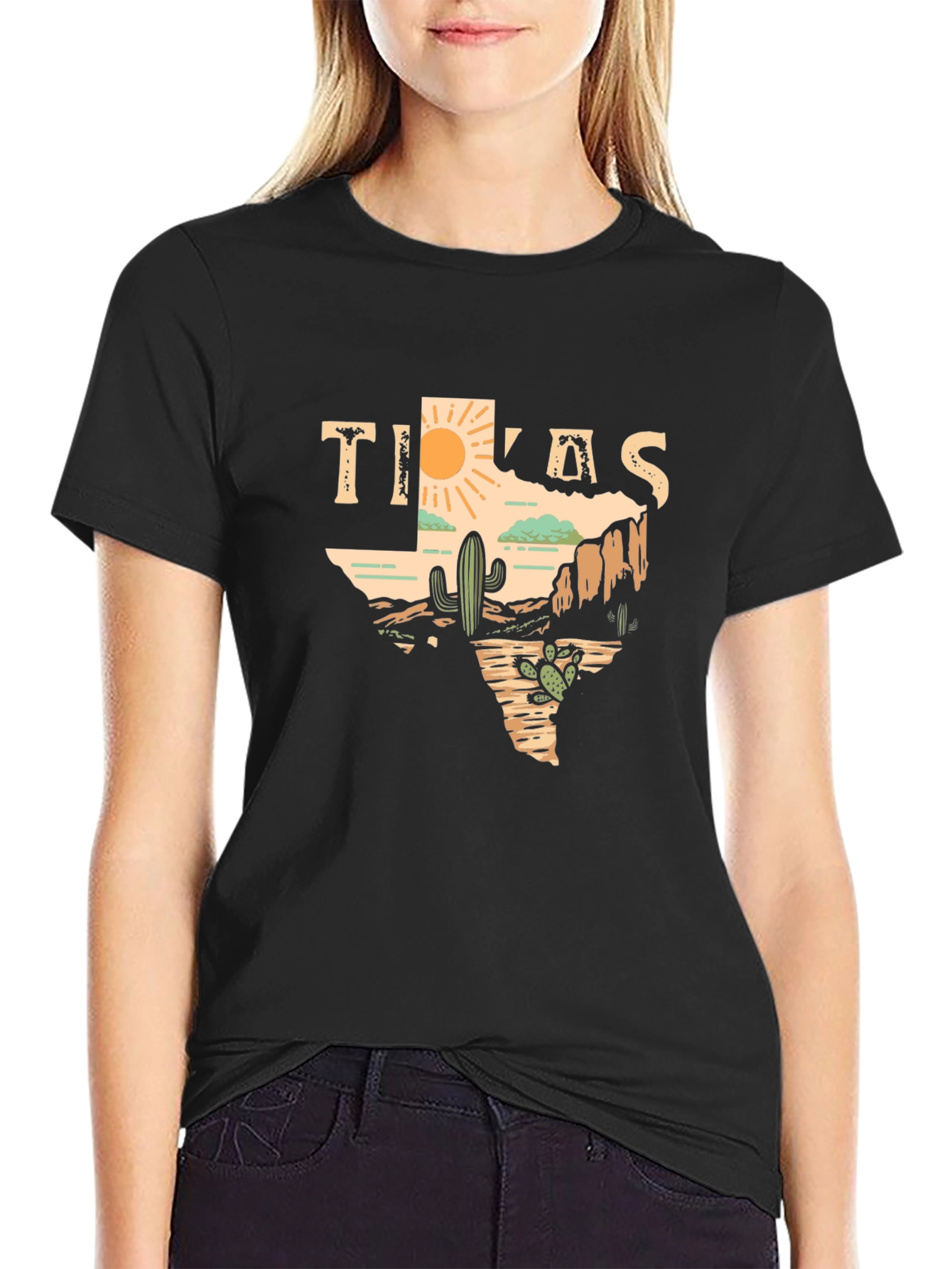Texas Desert Graphic Tee - Mens Black T-Shirt