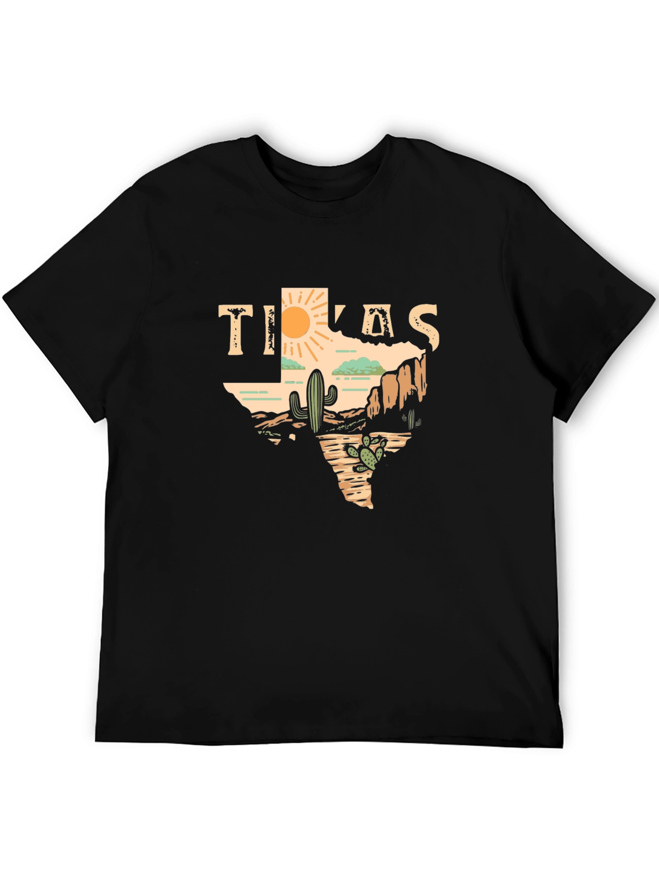 Texas Desert Graphic Tee - Mens Black T-Shirt
