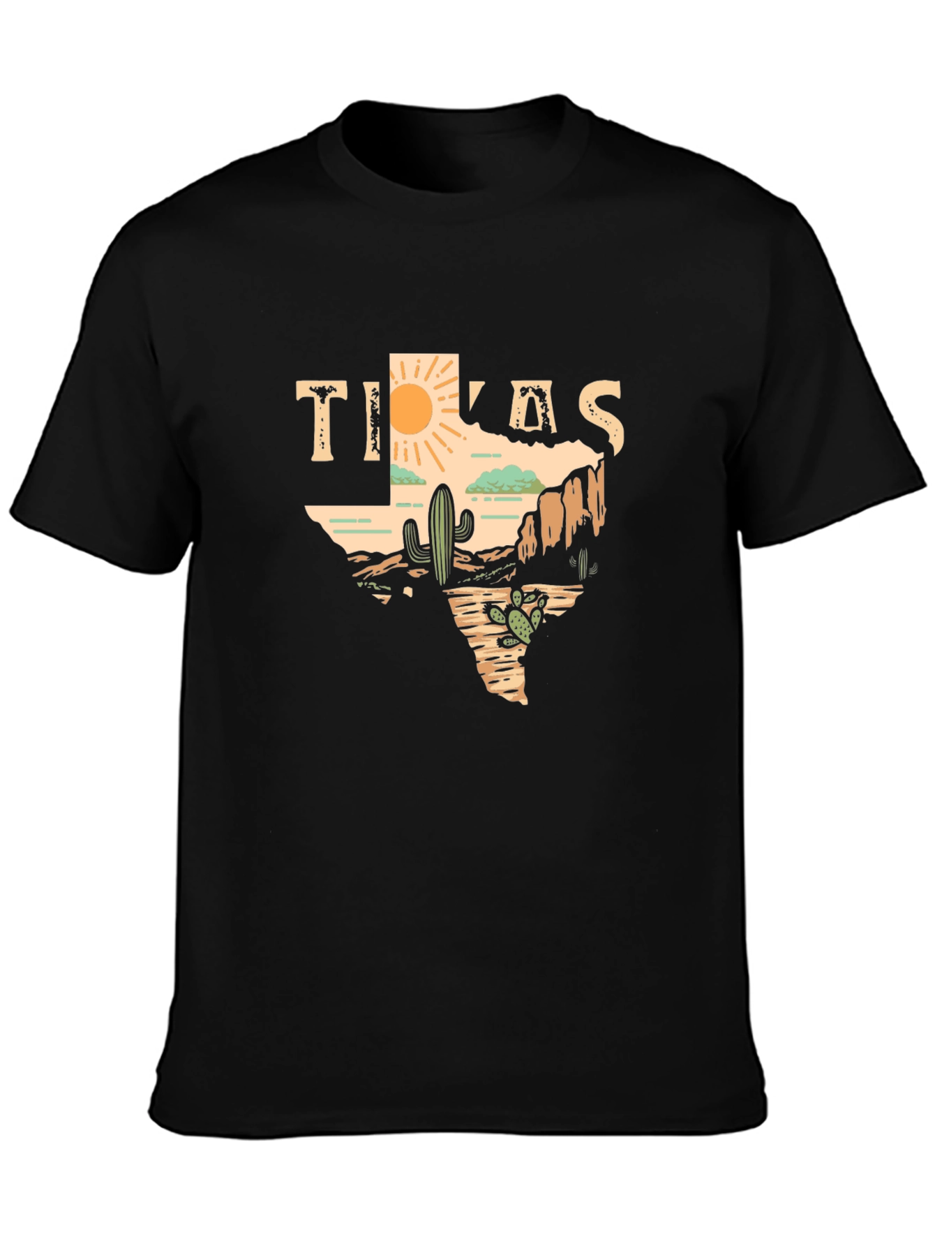 Texas Desert Graphic Tee - Mens Black T-Shirt