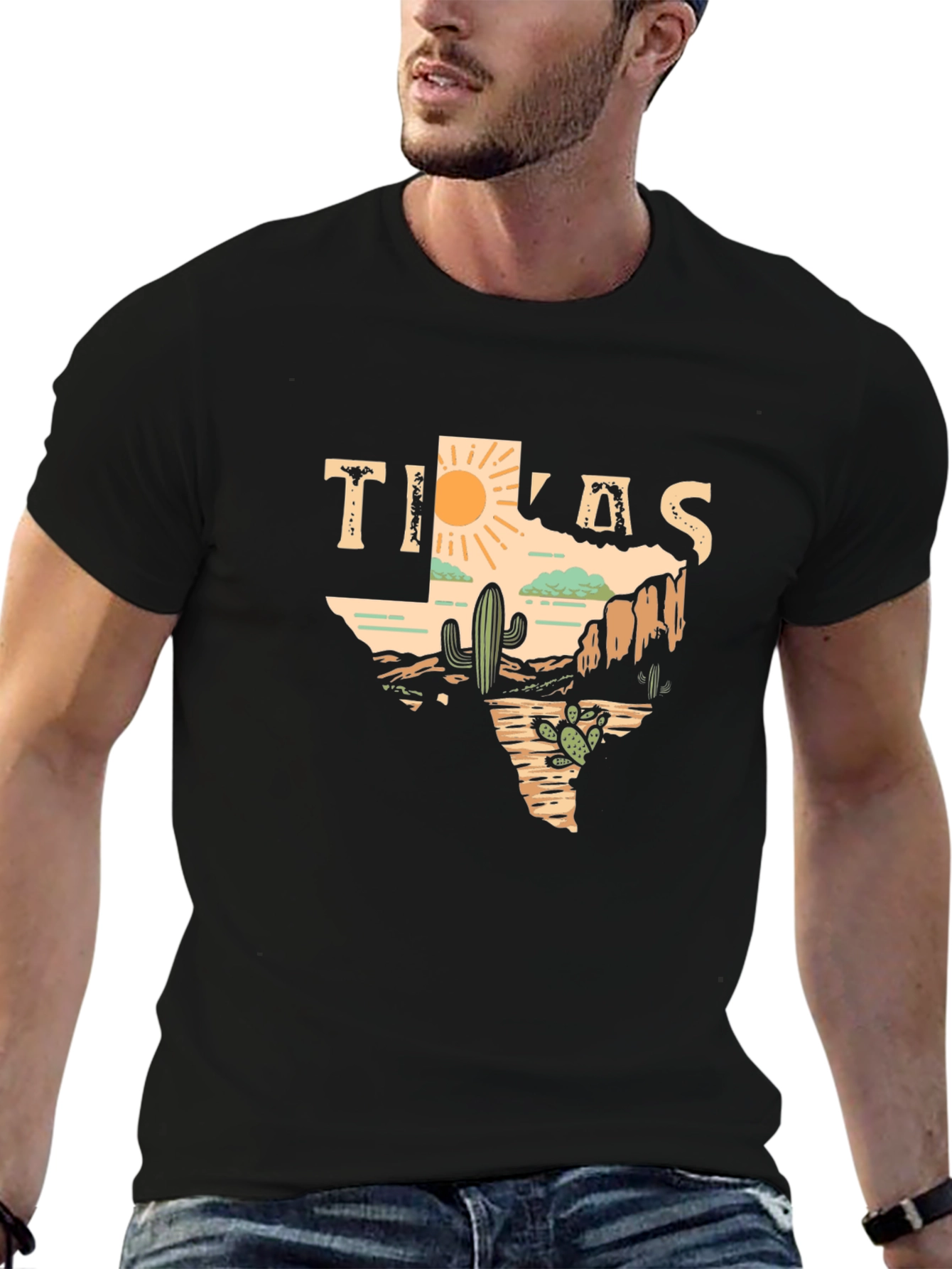 Texas Desert Graphic Tee - Mens Black T-Shirt
