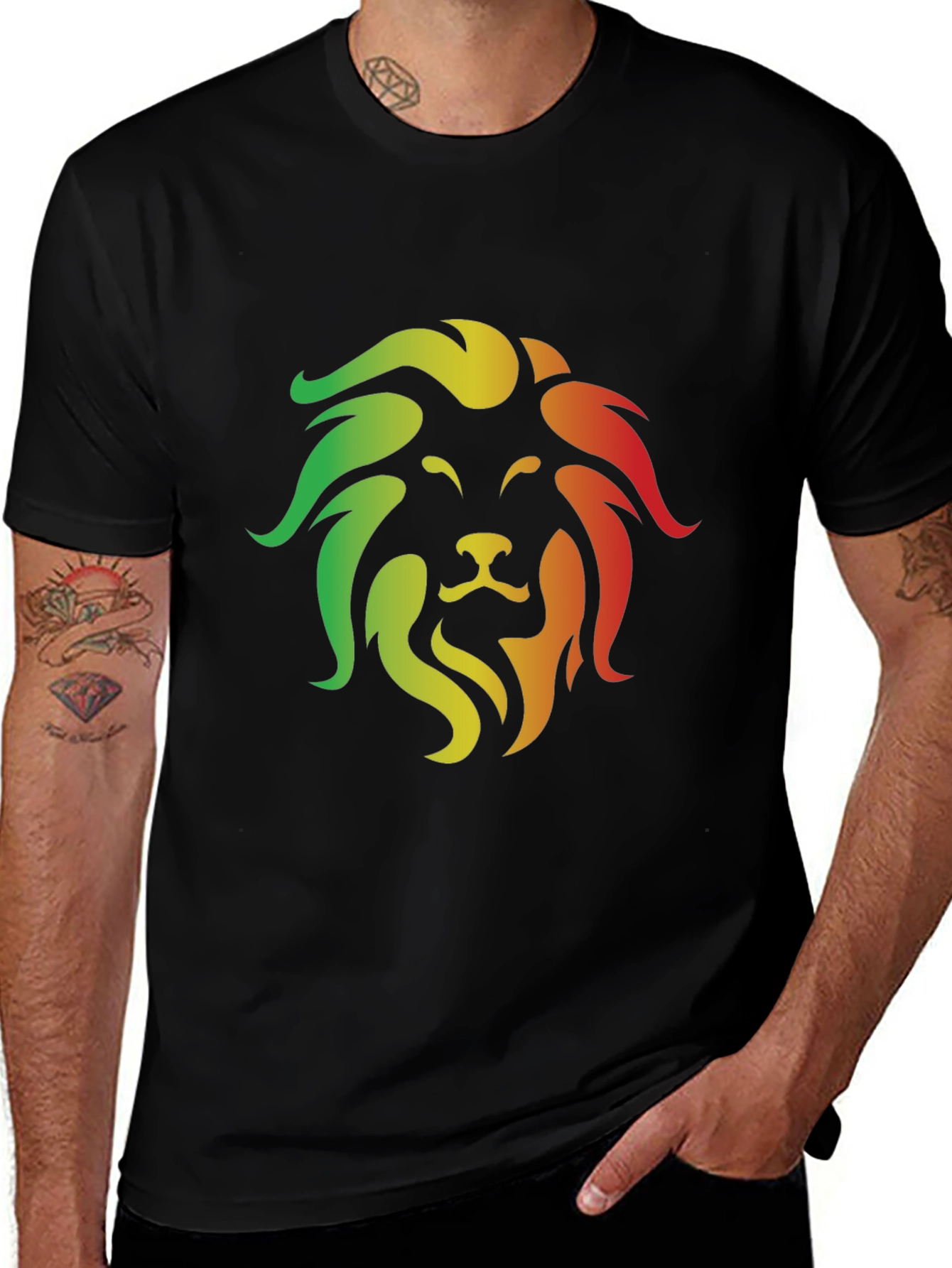 Rasta Lion Graphic Black T-Shirt