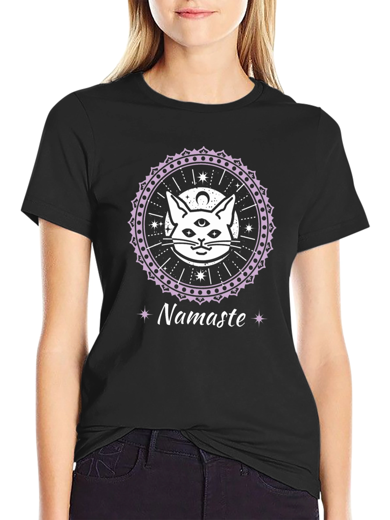 Mystic Cat Namaste T-Shirt