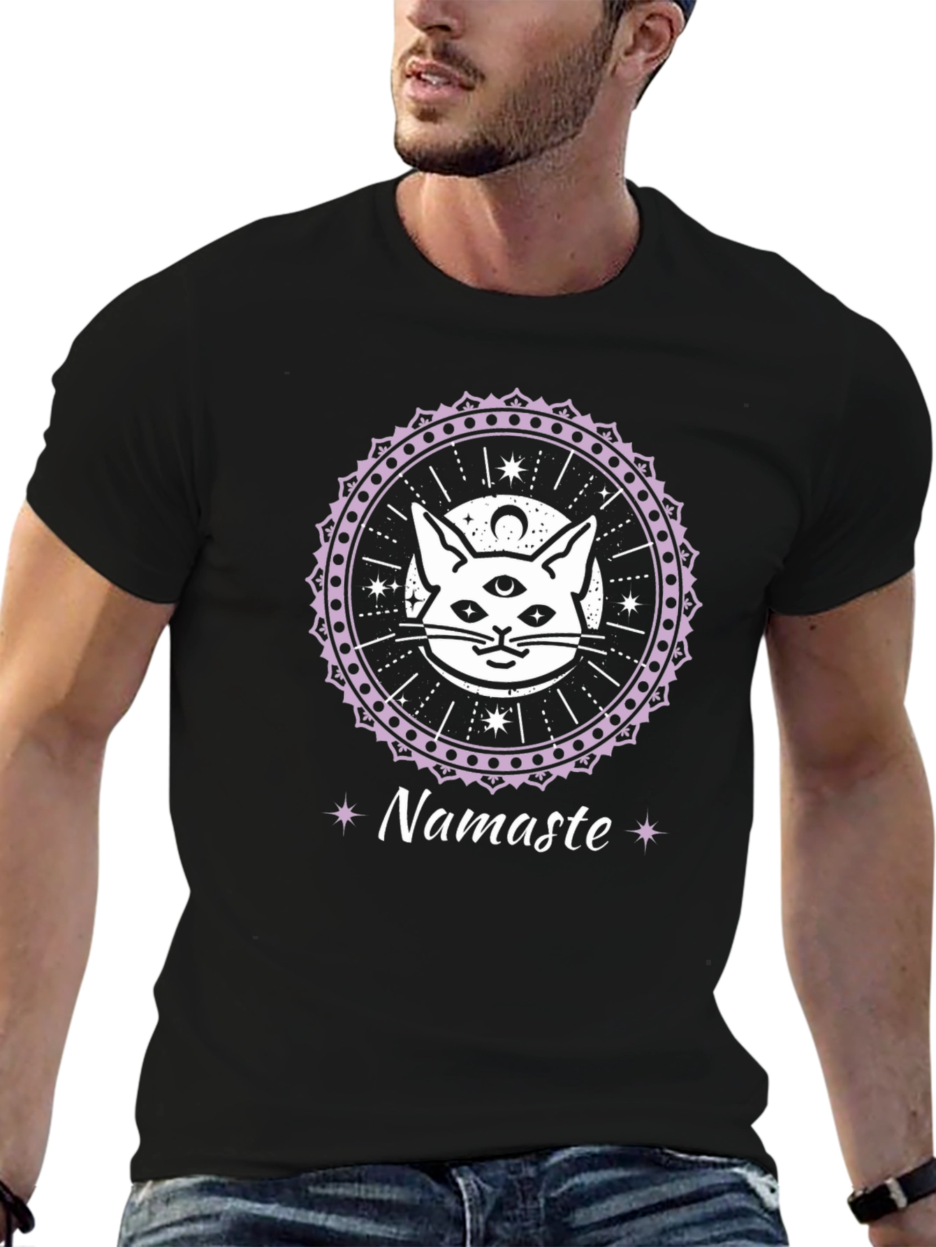 Mystic Cat Namaste T-Shirt