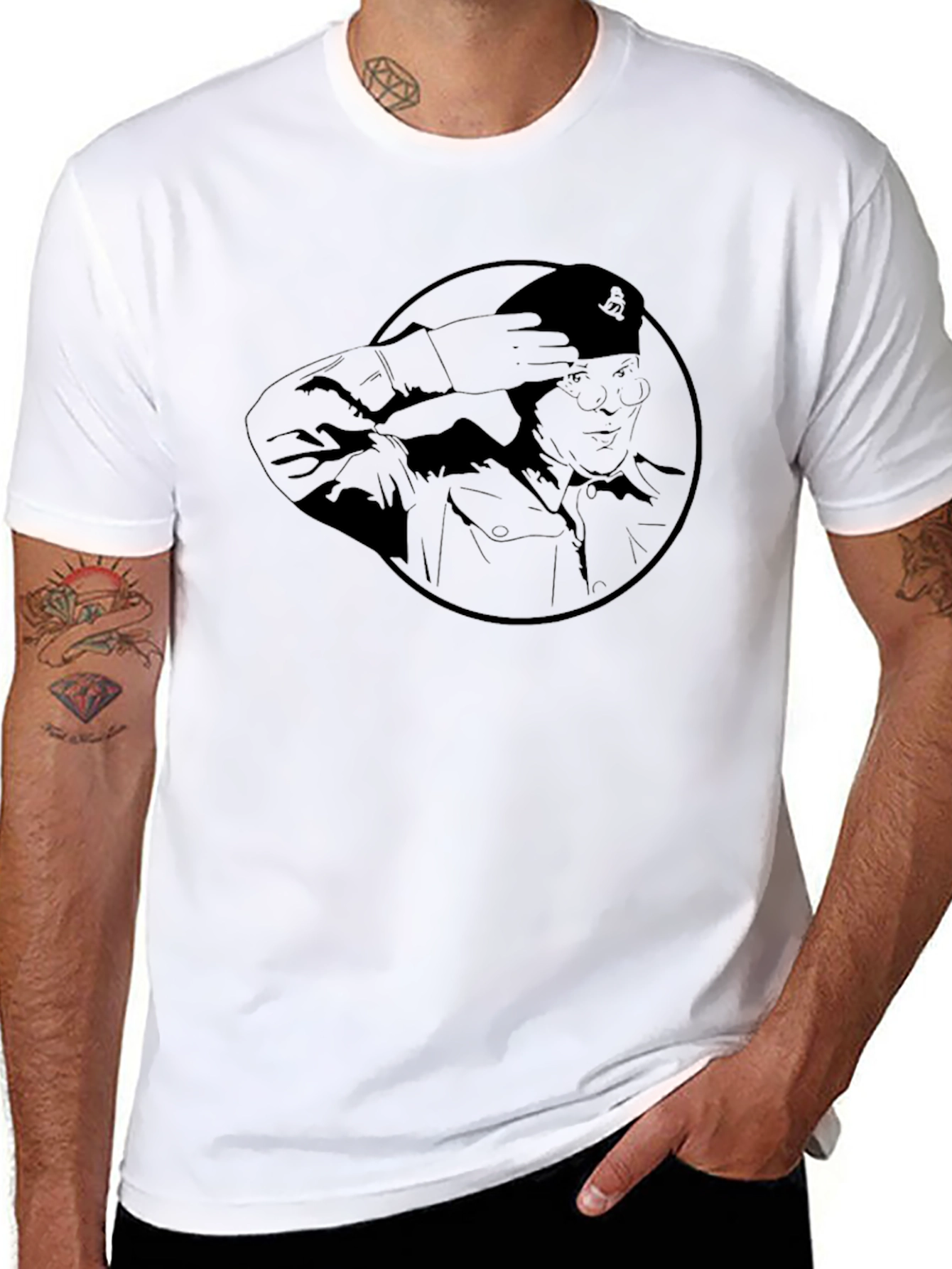 Saluting General Graphic Tee - Black Cotton T-Shirt