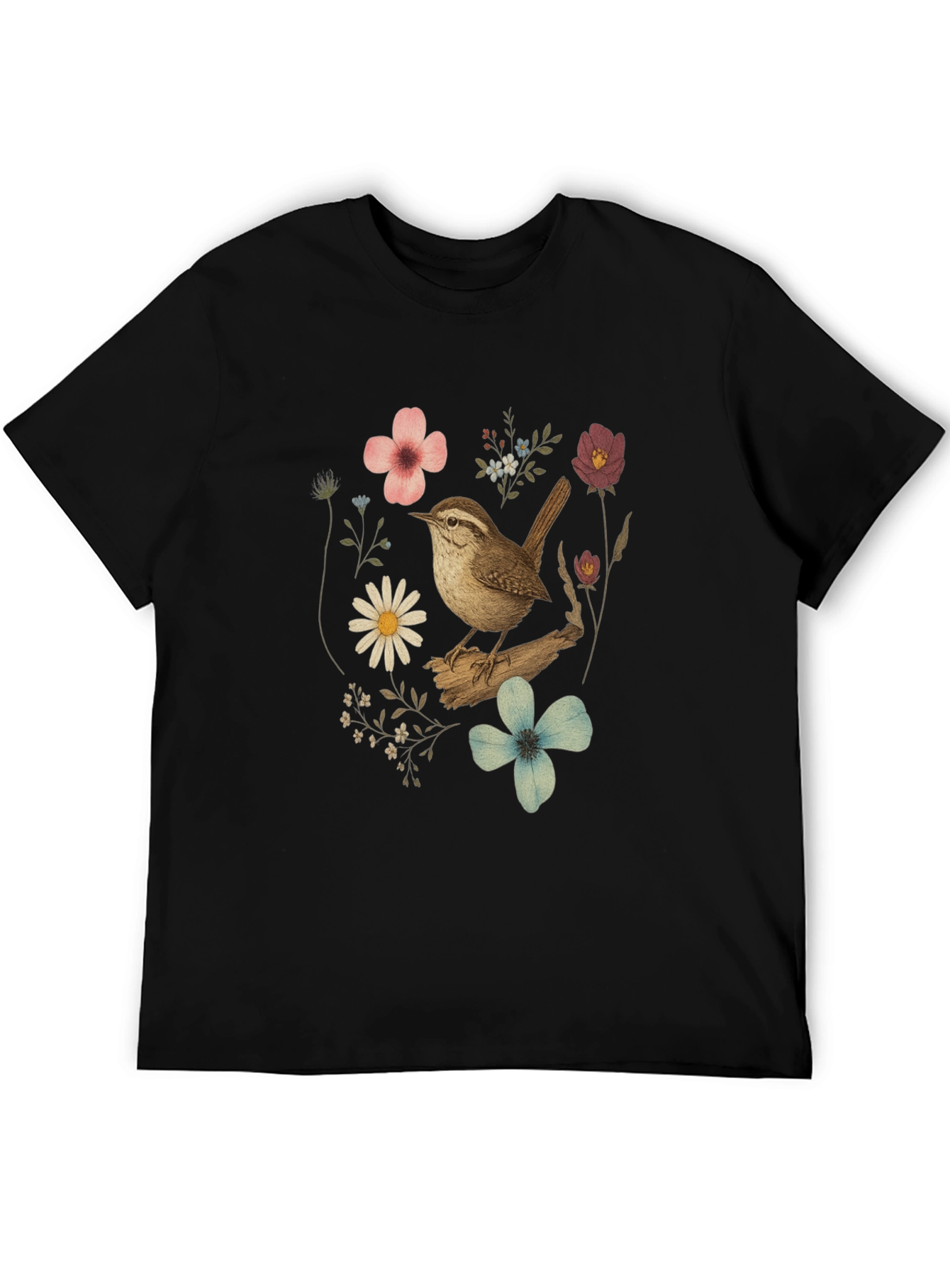 Floral Bird Graphic T-Shirt