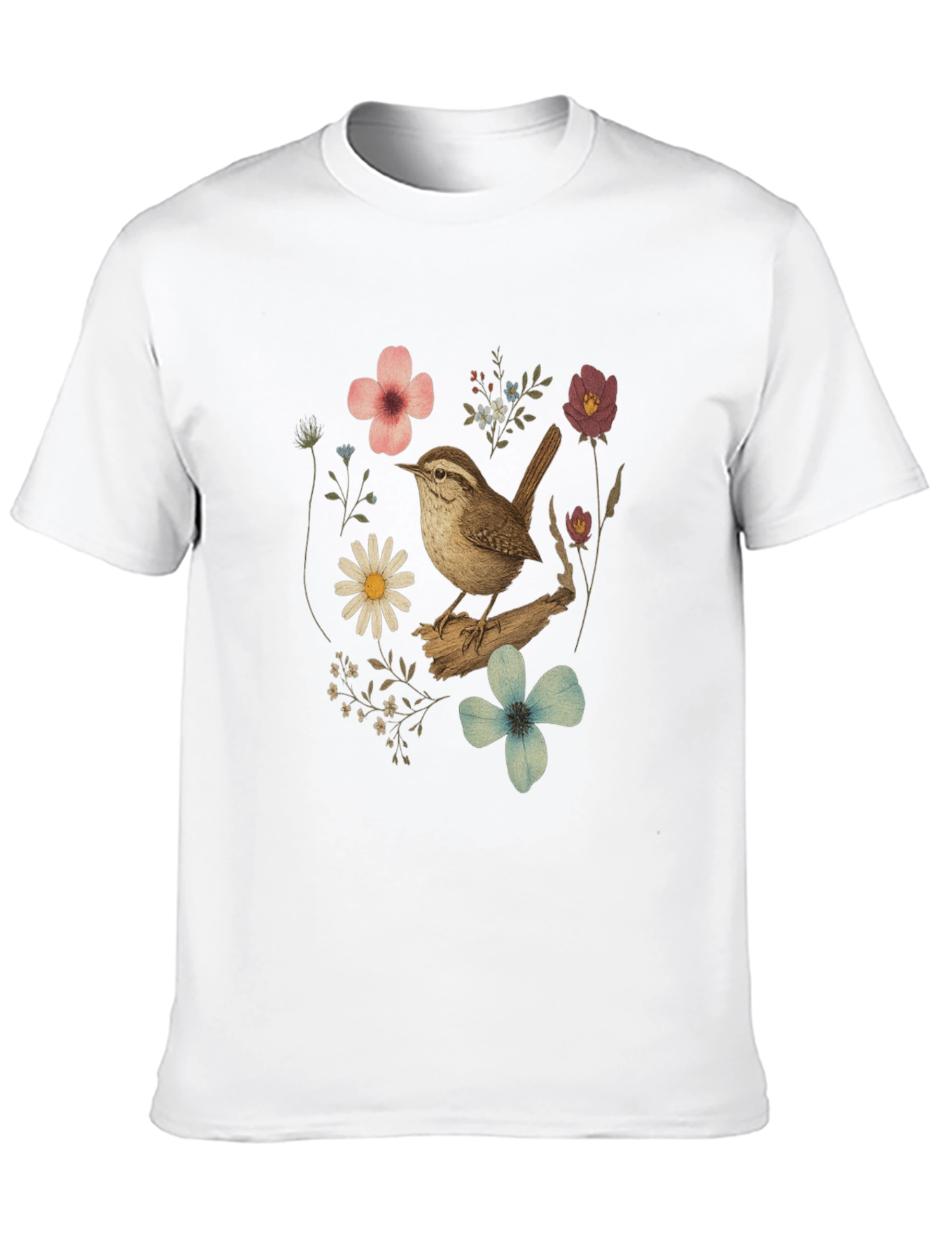 Floral Bird Graphic T-Shirt
