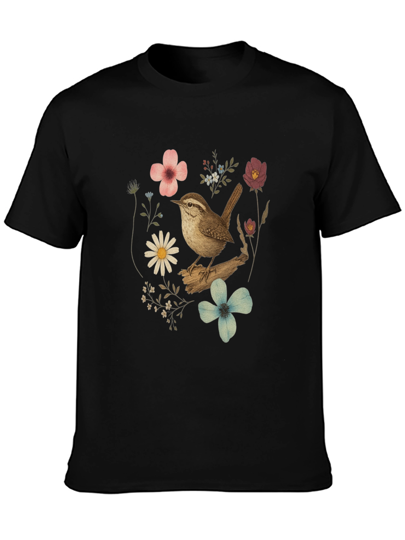 Floral Bird Graphic T-Shirt