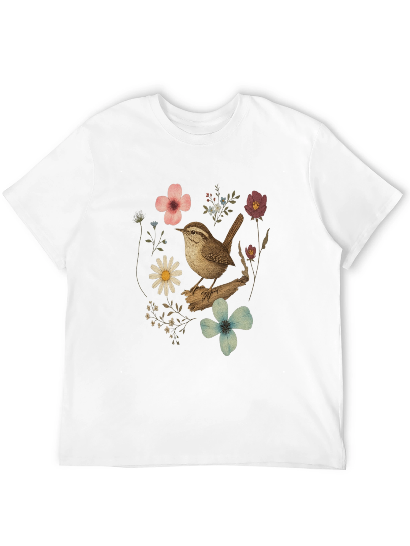 Floral Bird Graphic T-Shirt