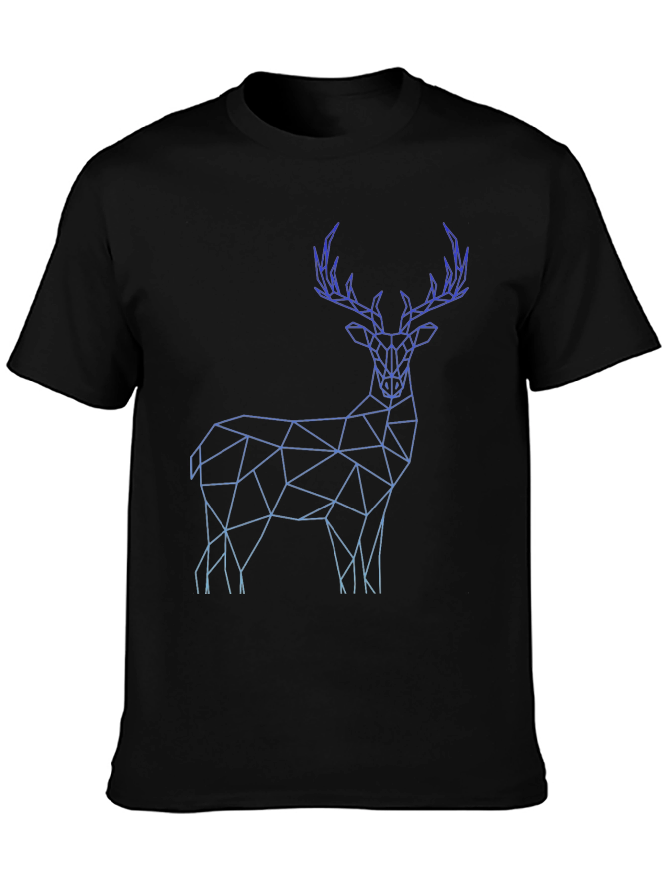 Geometric Deer Graphic Tee - Stylish Mens Black T-Shirt