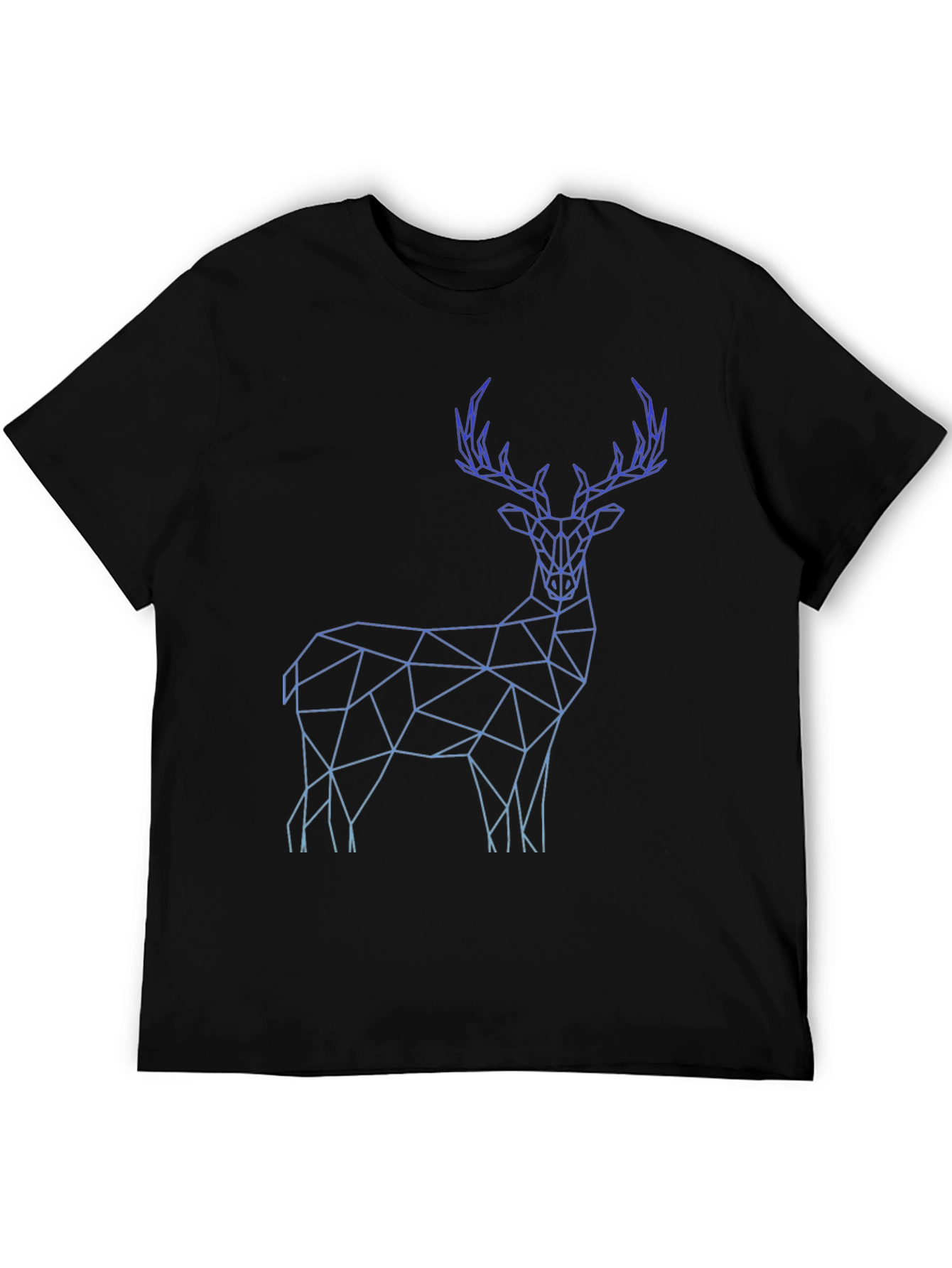 Geometric Deer Graphic Tee - Stylish Mens Black T-Shirt