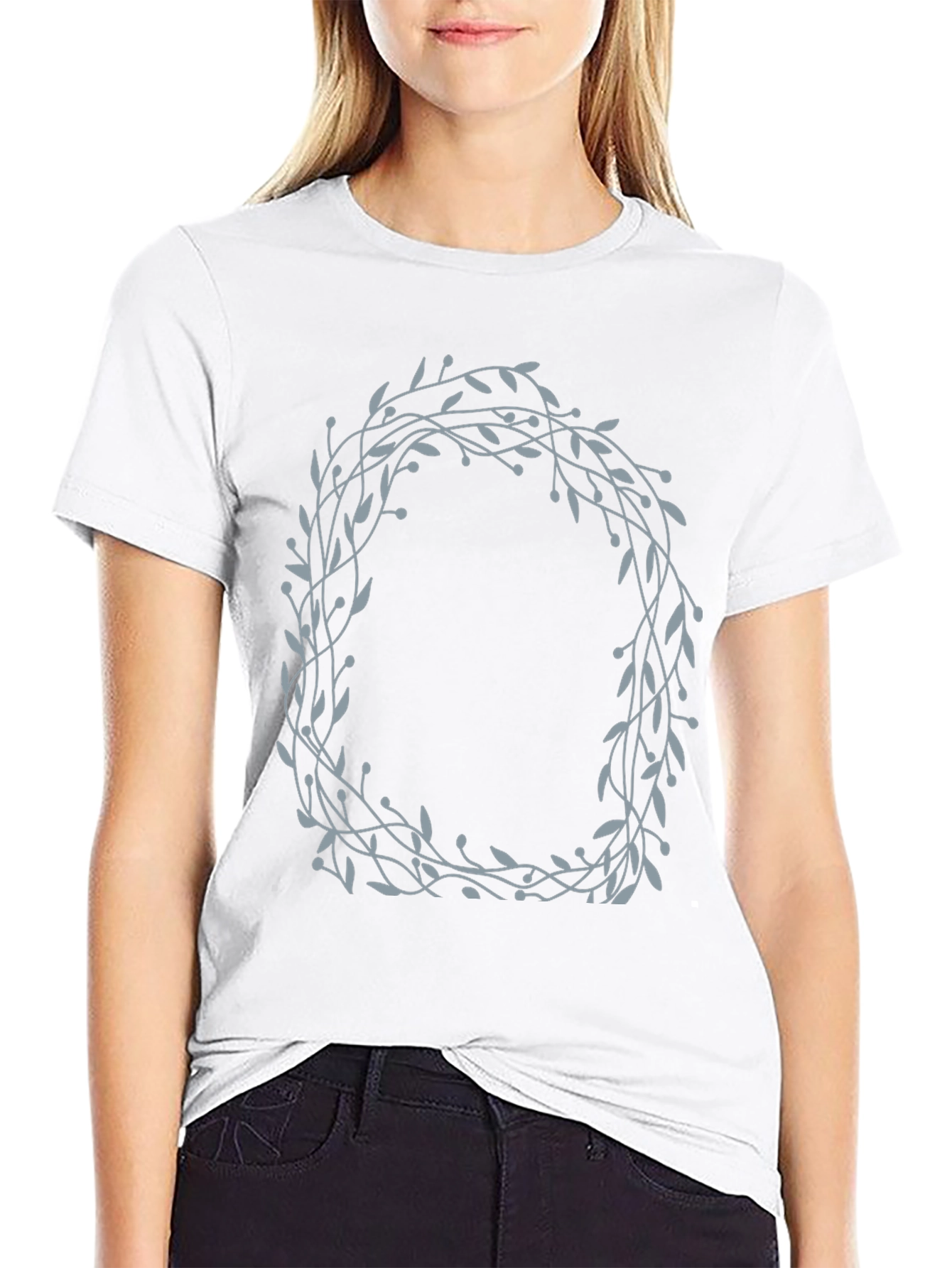 Botanical Wreath Graphic T-Shirt - Black
