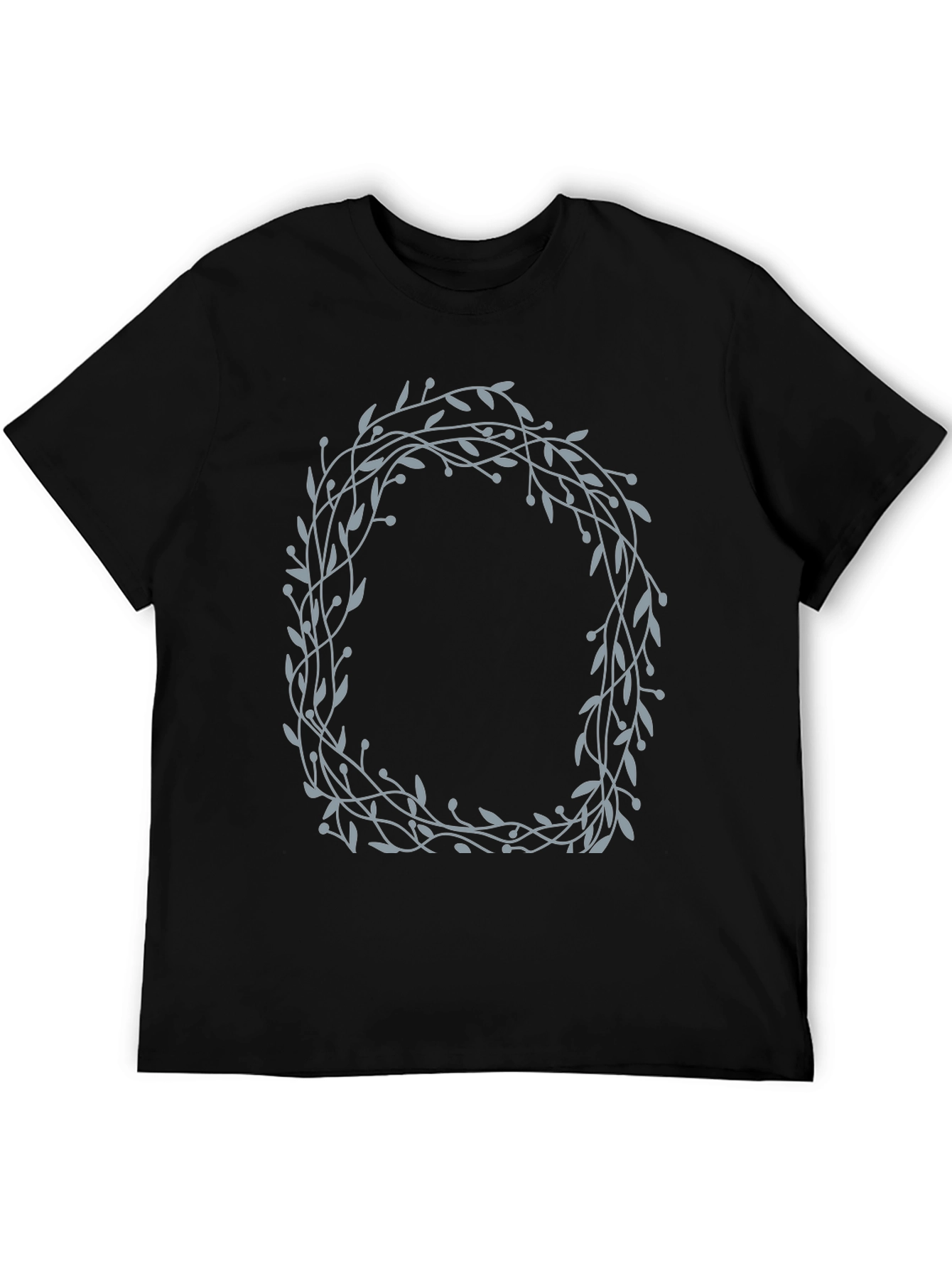 Botanical Wreath Graphic T-Shirt - Black