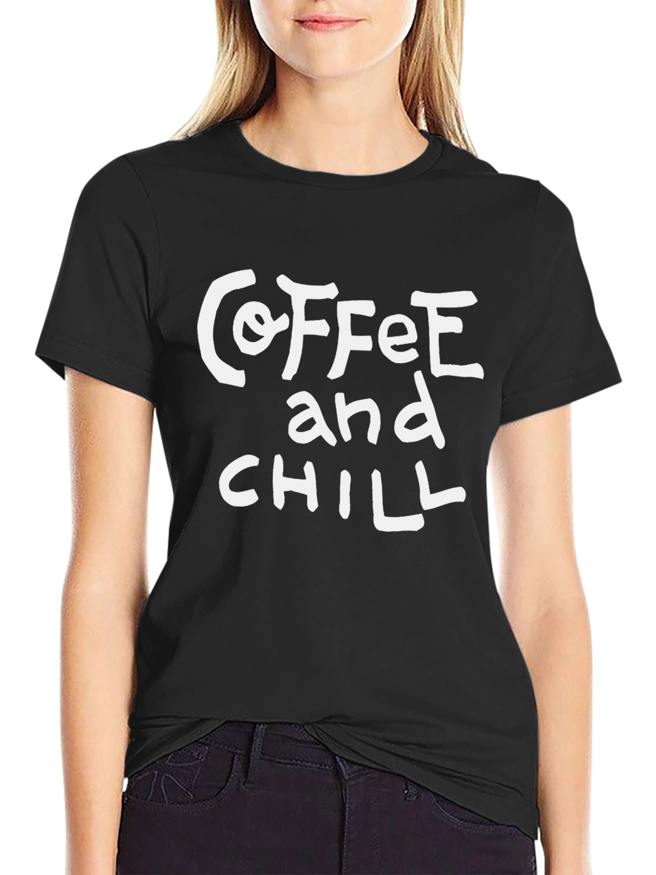 Coffee and Chill Graphic Tee - Black Casual T-Shirt