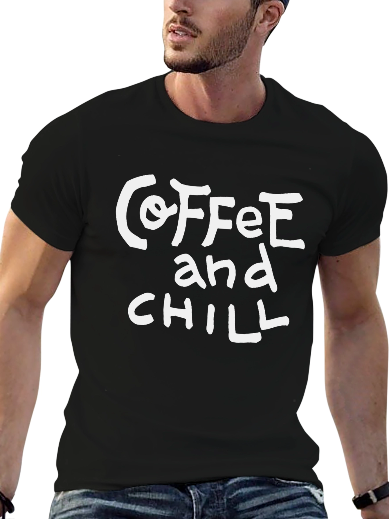 Coffee and Chill Graphic Tee - Black Casual T-Shirt