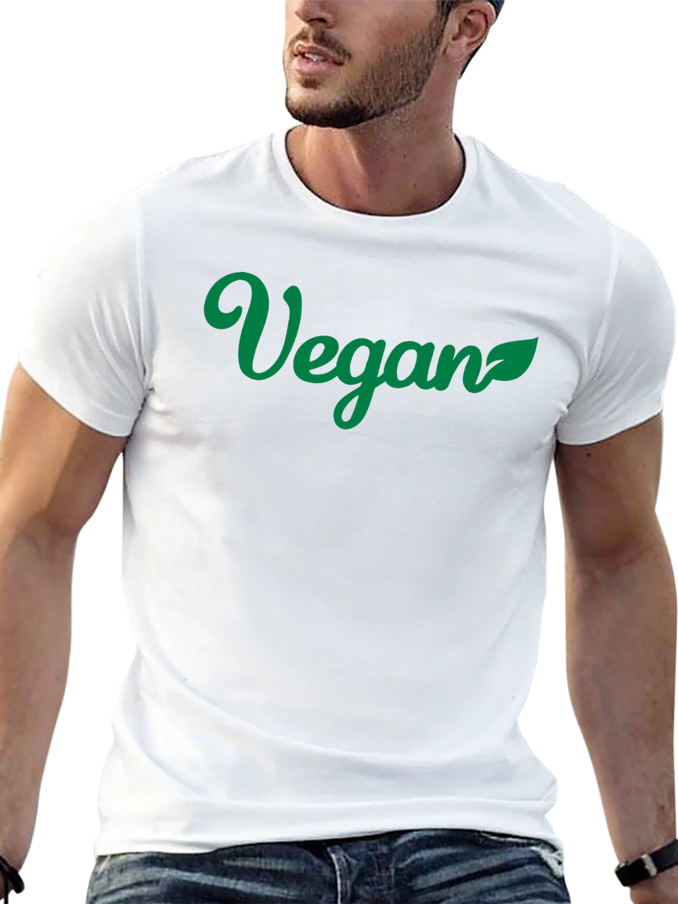 Vegan T-Shirt - Green Leaf Design