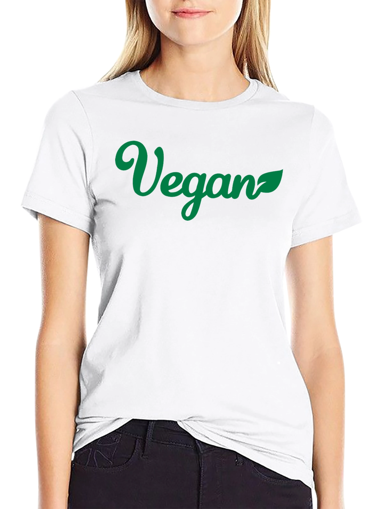 Vegan T-Shirt - Green Leaf Design
