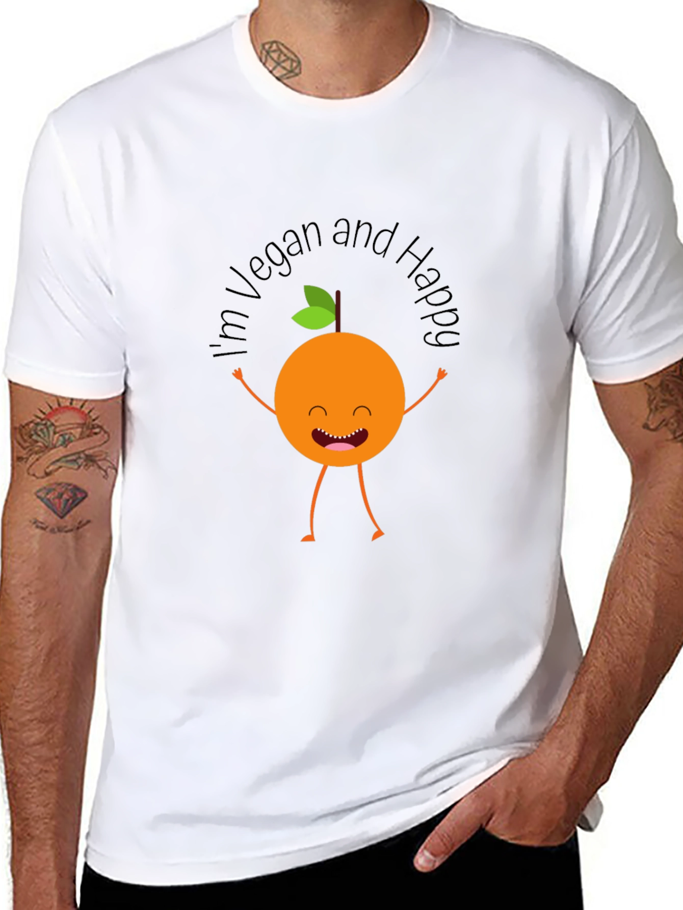 Vegan & Happy Graphic Tee - Black