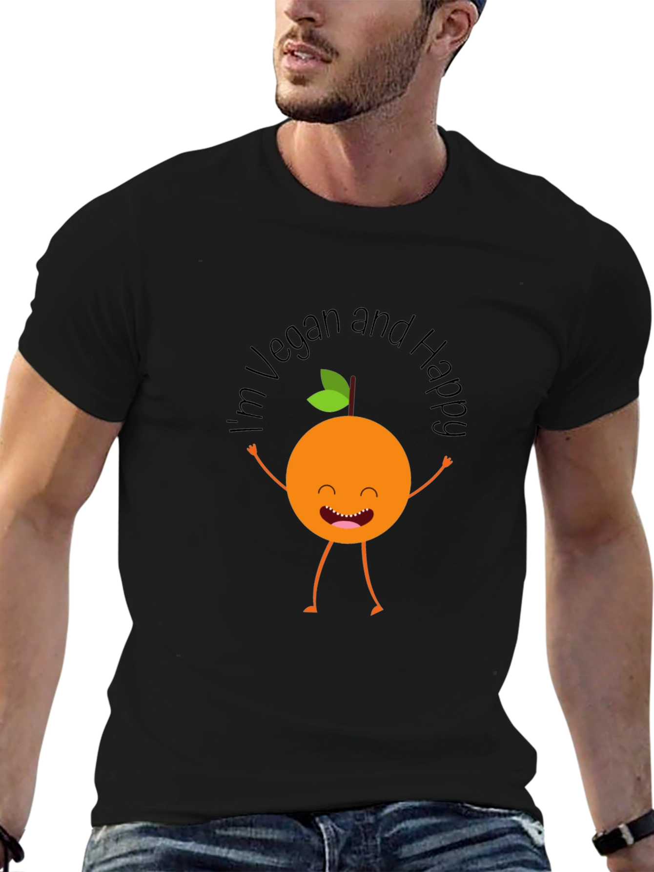 Vegan & Happy Graphic Tee - Black