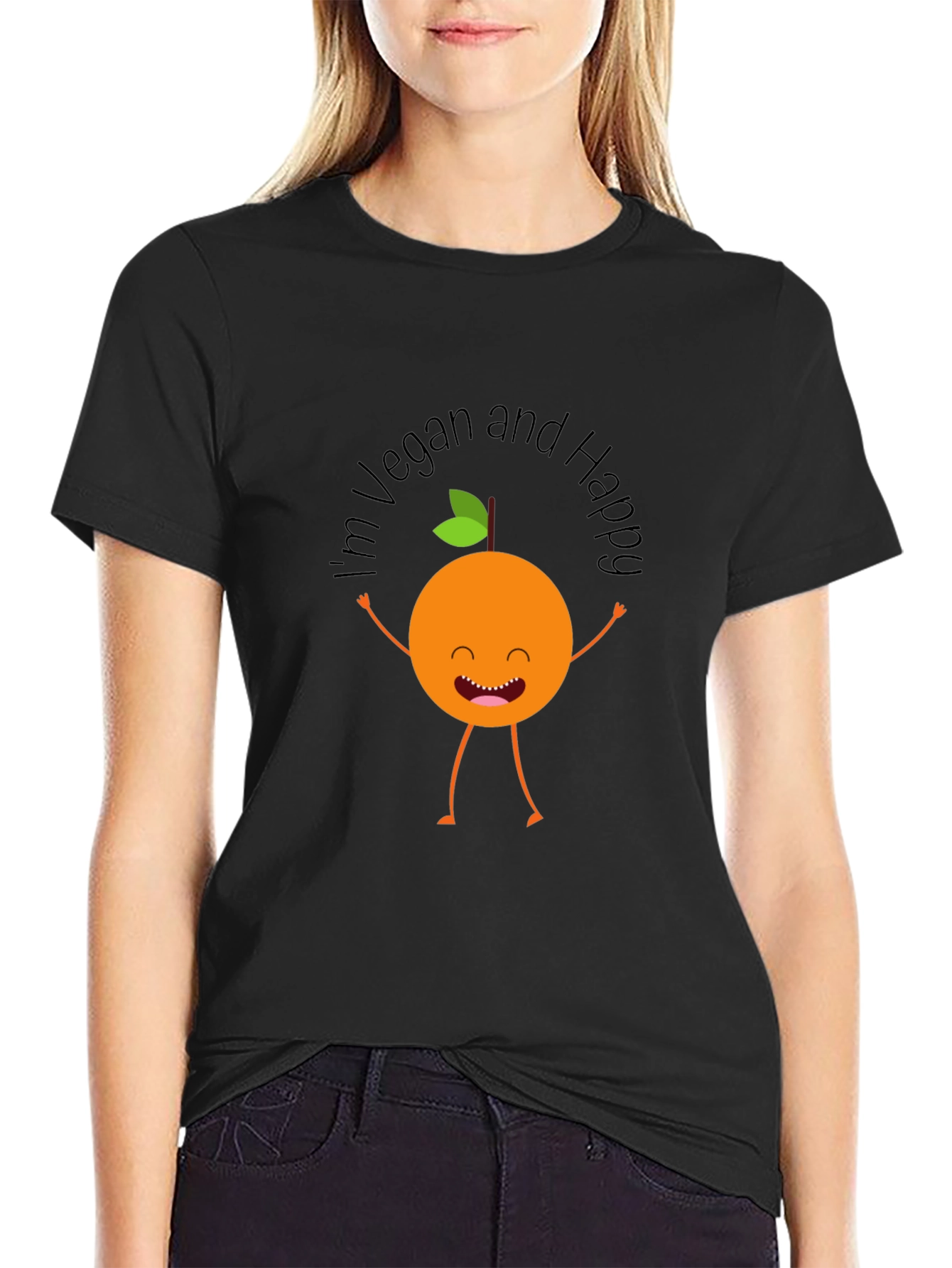 Vegan & Happy Graphic Tee - Black