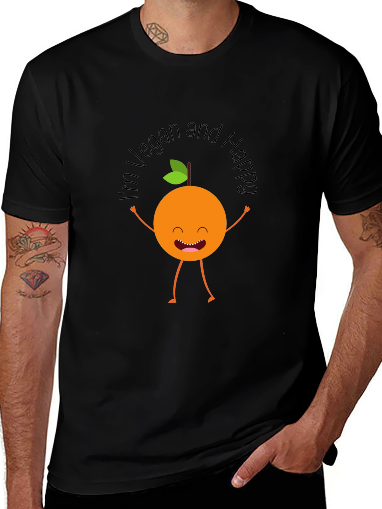 Vegan & Happy Graphic Tee - Black